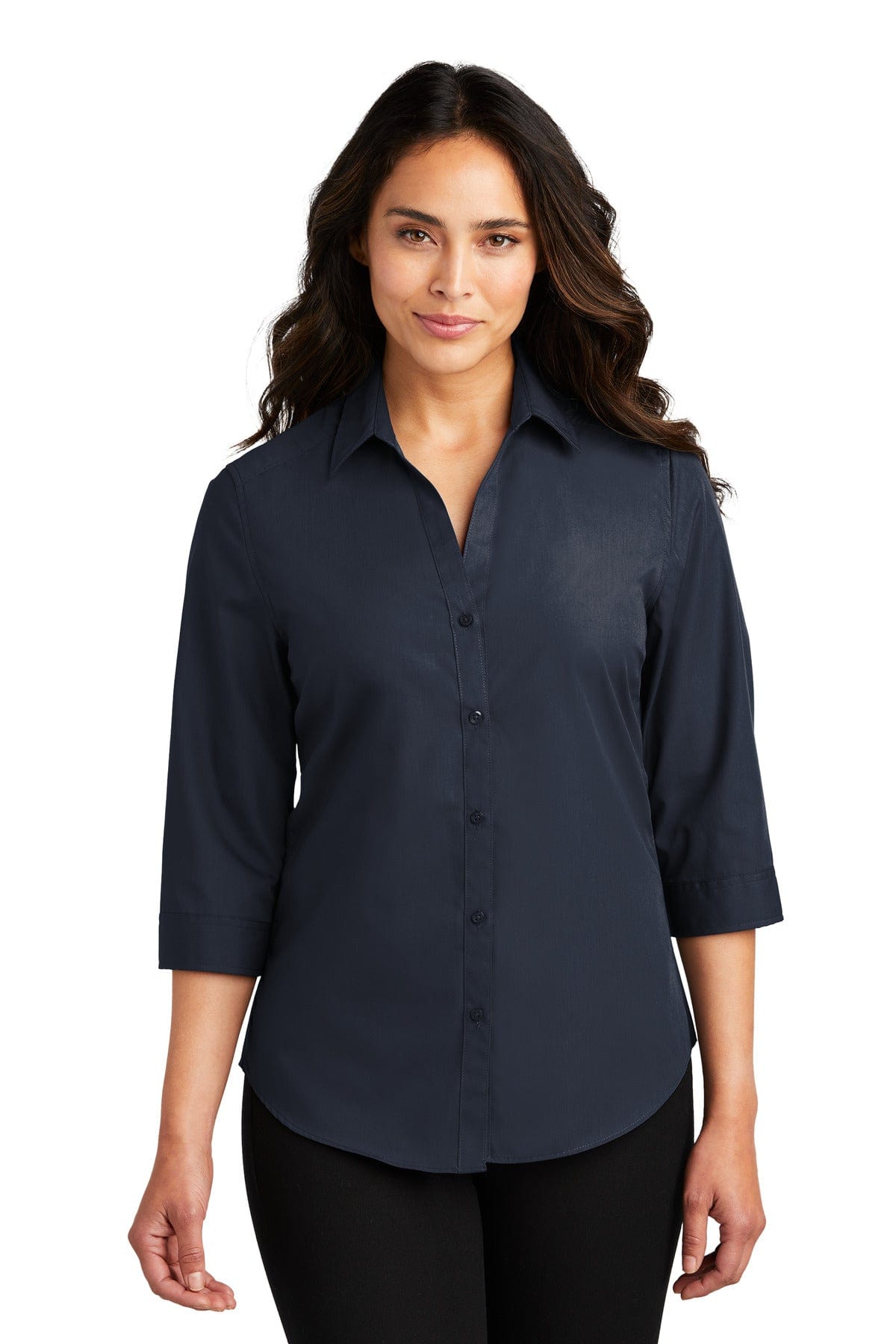Port Authority Woven Shirts Port Authority ®  Ladies 3/4-Sleeve Carefree Poplin Shirt. LW102