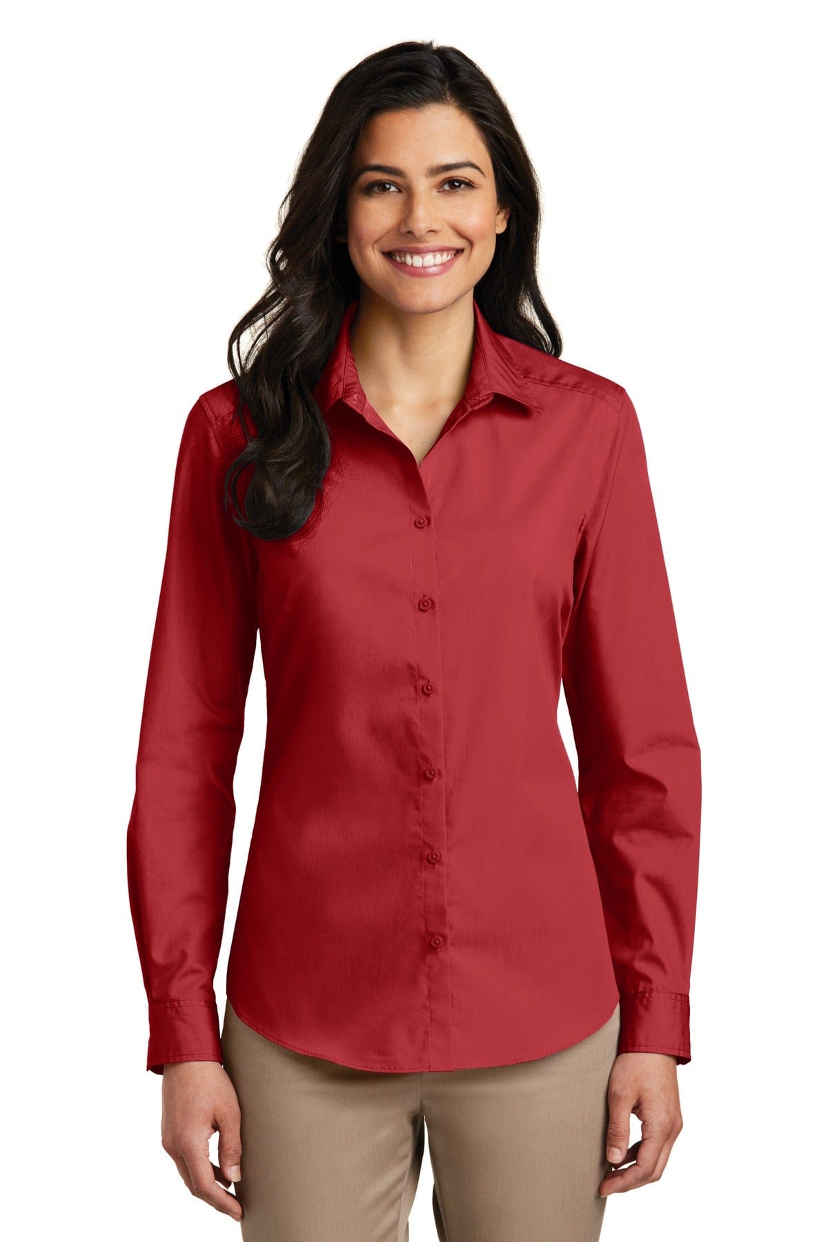 Port Authority Woven Shirts Port Authority ®  Ladies Long Sleeve Carefree Poplin Shirt. LW100