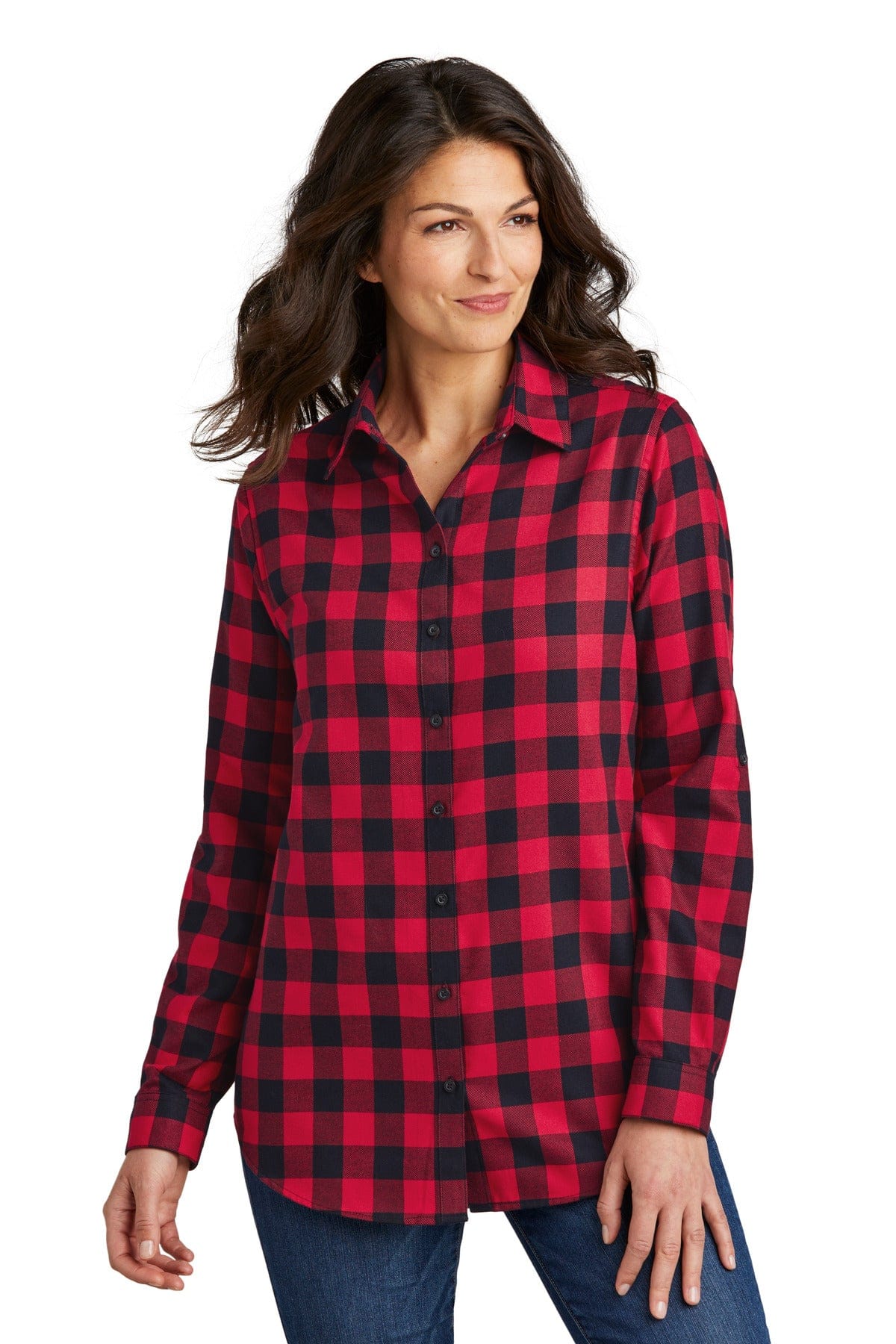 Port Authority Woven Shirts Port Authority ®  Ladies Plaid Flannel Tunic . LW668