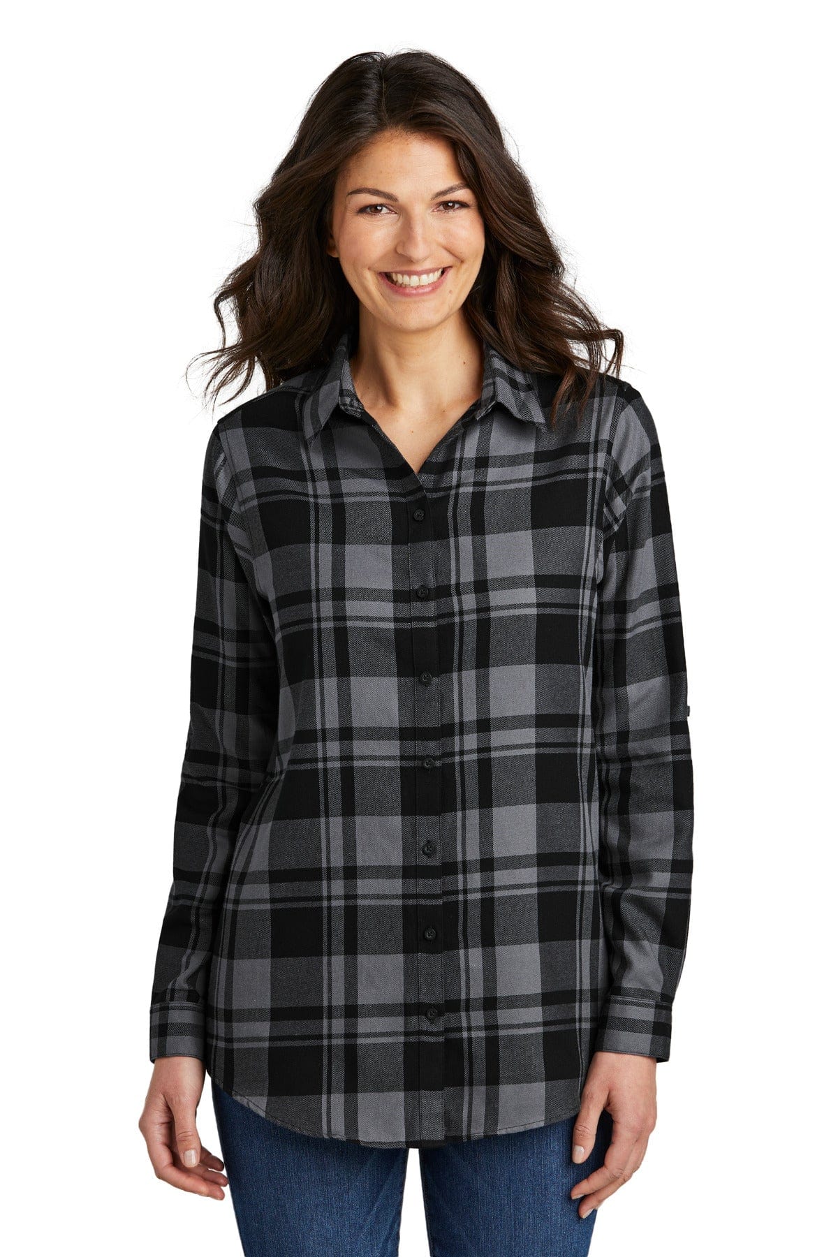 Port Authority Woven Shirts Port Authority ®  Ladies Plaid Flannel Tunic . LW668
