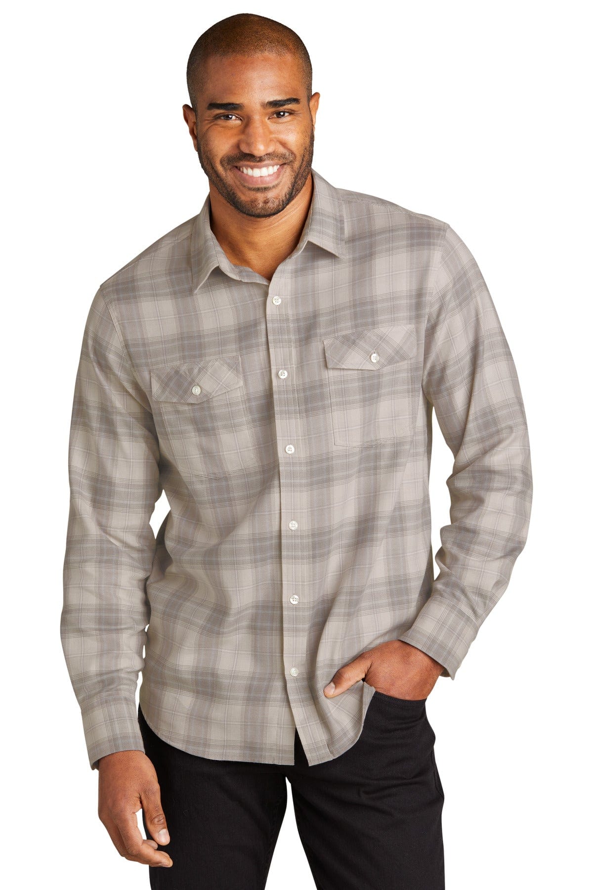 Port Authority Woven Shirts Port Authority ®  Long Sleeve Ombre Plaid Shirt W672