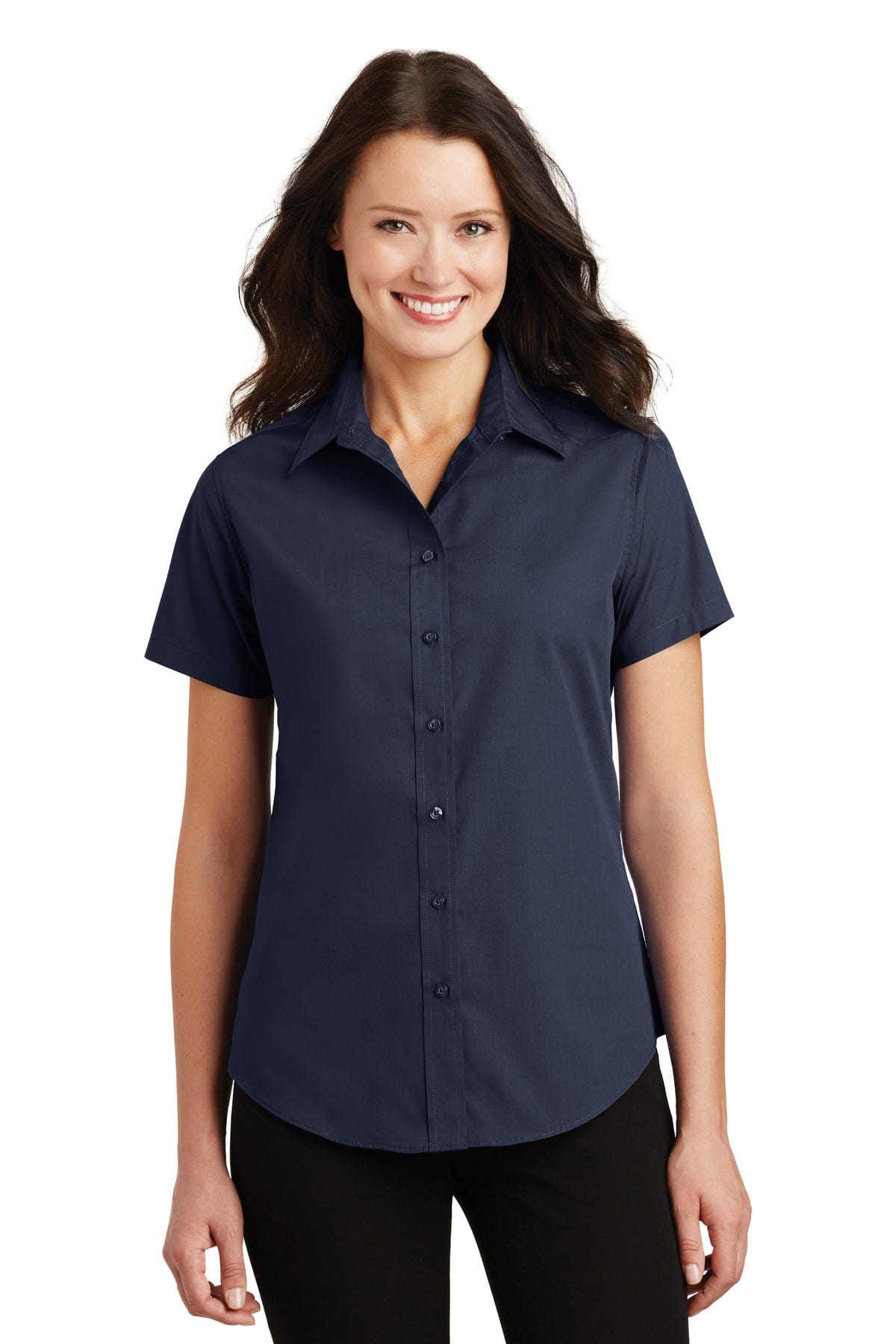 Port Authority Woven Shirts S / Navy DISCONTINUED  Port Authority ®  Ladies Short Sleeve Value Poplin Shirt. L633