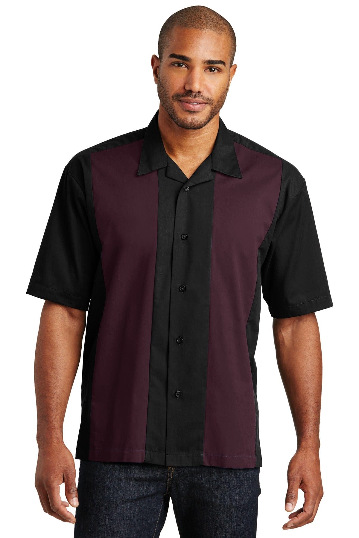 Port Authority Woven Shirts XS / Black/ Burgundy Port Authority ®  Retro Camp Shirt.  S300