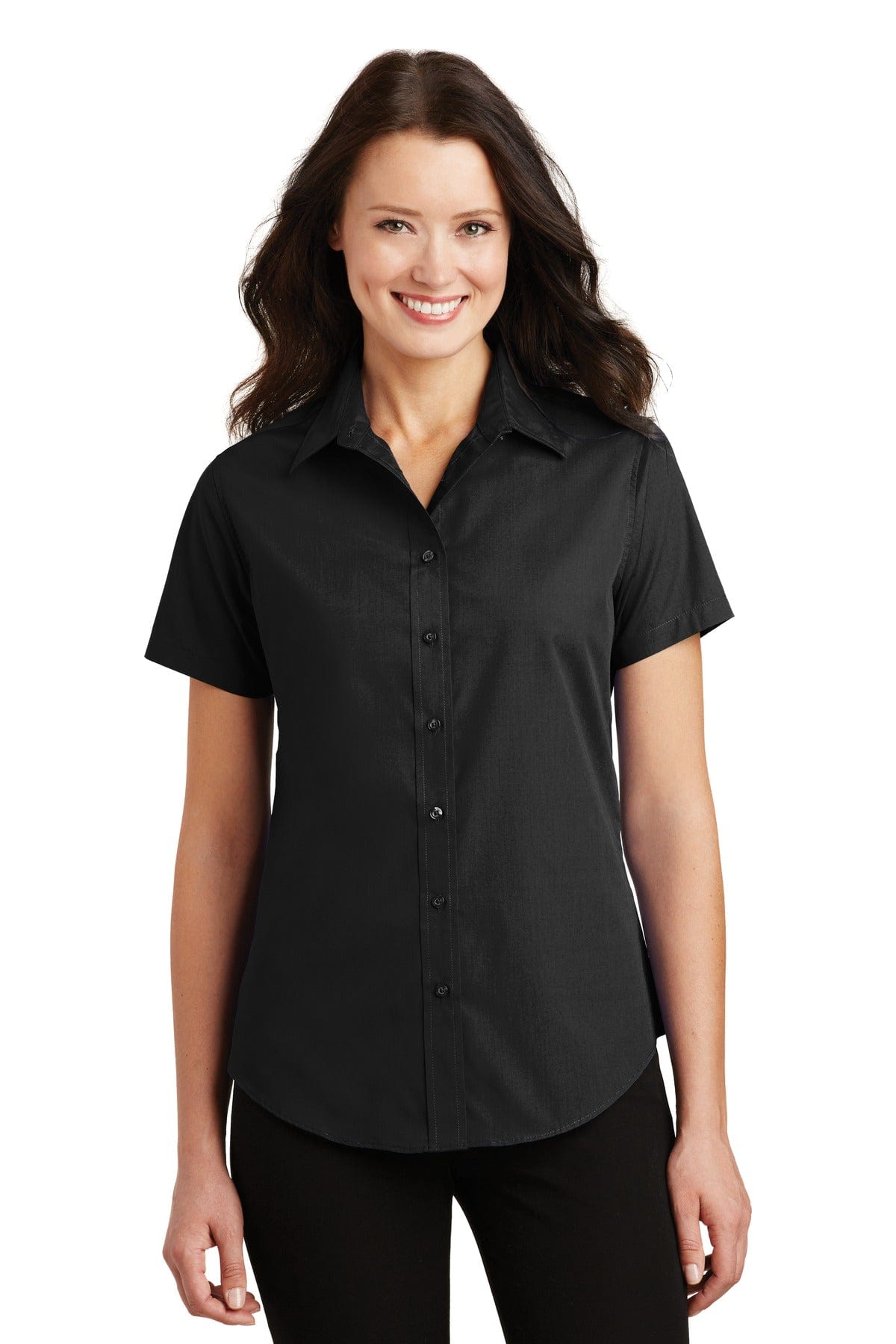 Port Authority Woven Shirts XS / Black DISCONTINUED  Port Authority ®  Ladies Short Sleeve Value Poplin Shirt. L633