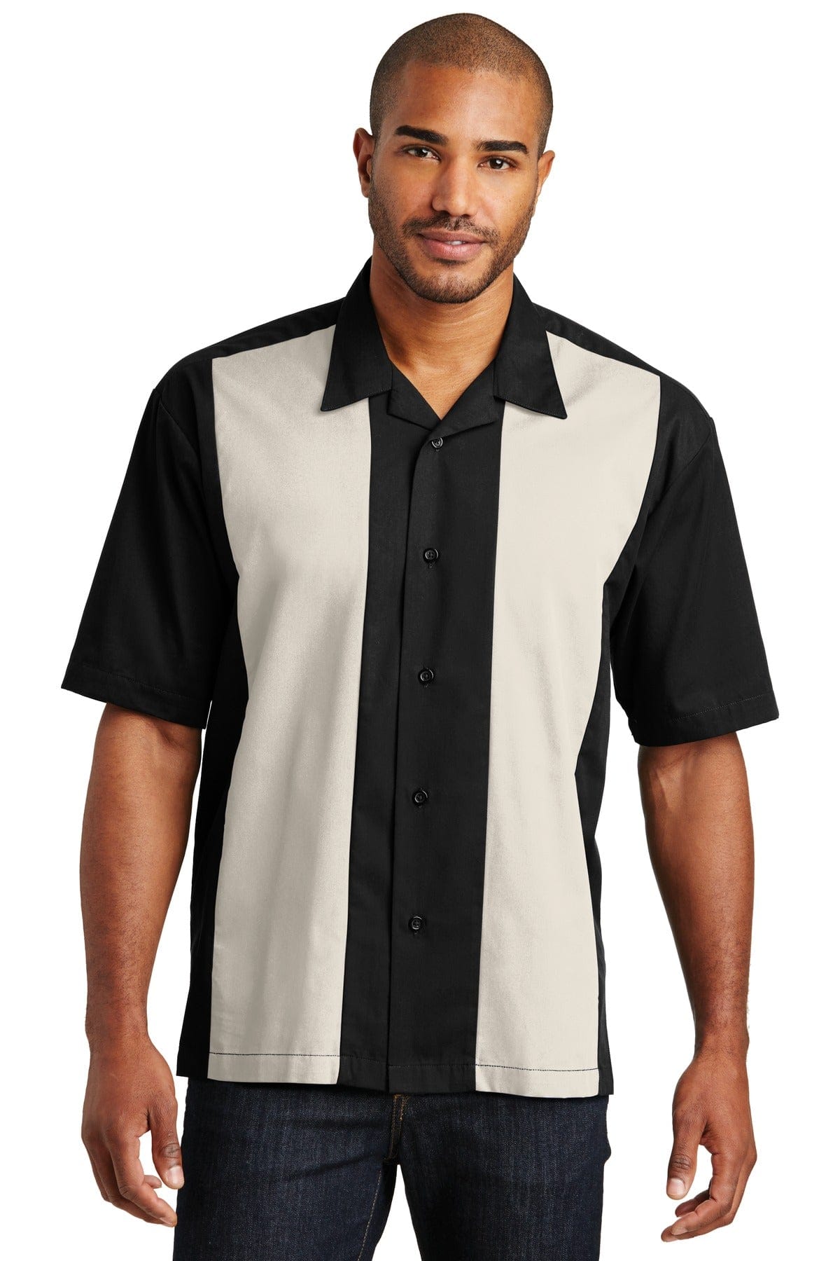 Port Authority Woven Shirts XS / Black/ Light Stone Port Authority ®  Retro Camp Shirt.  S300