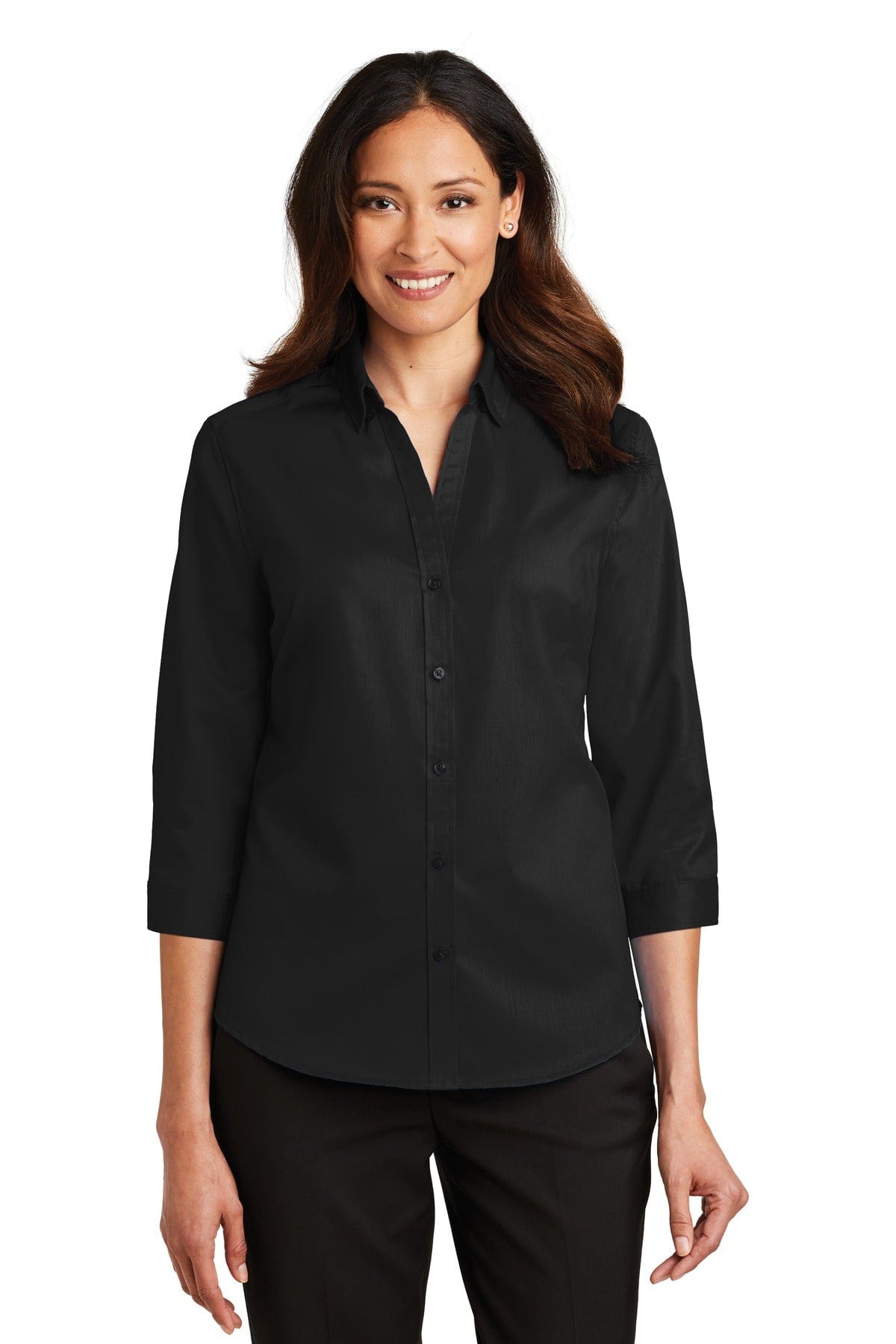 Port Authority Woven Shirts XS / Black Port Authority ®  Ladies 3/4-Sleeve SuperPro ™  Twill Shirt. L665