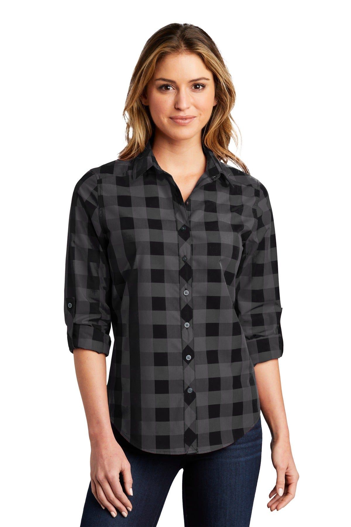 Port Authority Woven Shirts XS / Black Port Authority  ®  Ladies Everyday Plaid Shirt. LW670