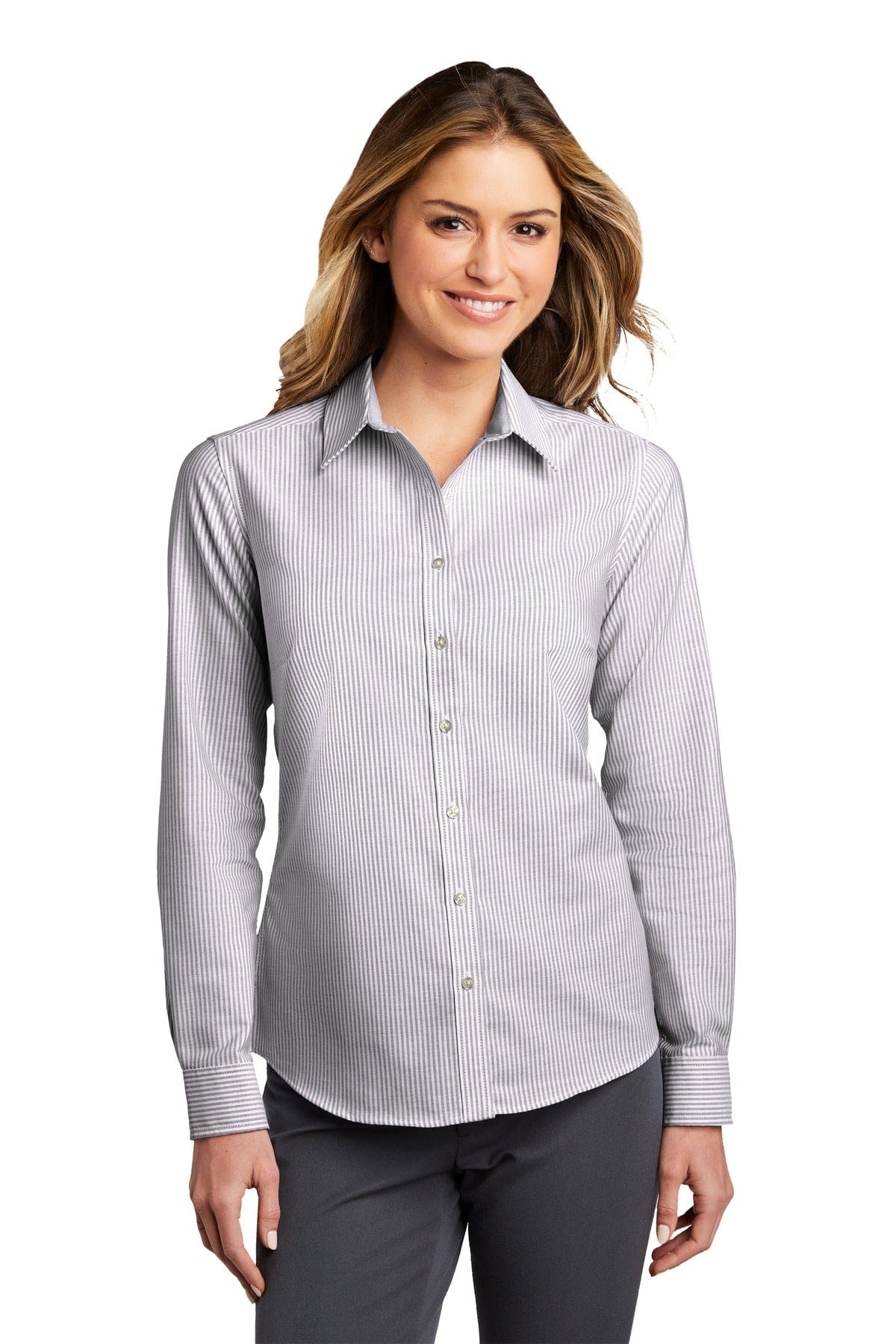 Port Authority Woven Shirts XS / Black/ White Port Authority  ®  Ladies SuperPro  ™  Oxford Stripe Shirt. LW657