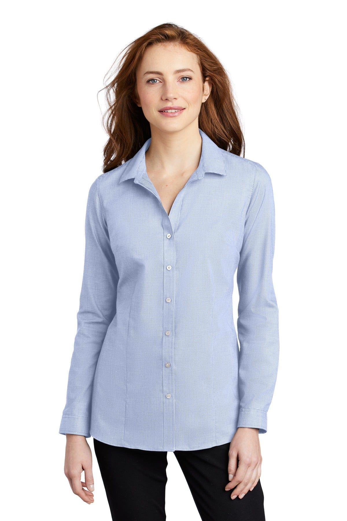 Port Authority Woven Shirts XS / Blue Horizon/ White Port Authority  ®  Ladies Pincheck Easy Care Shirt LW645