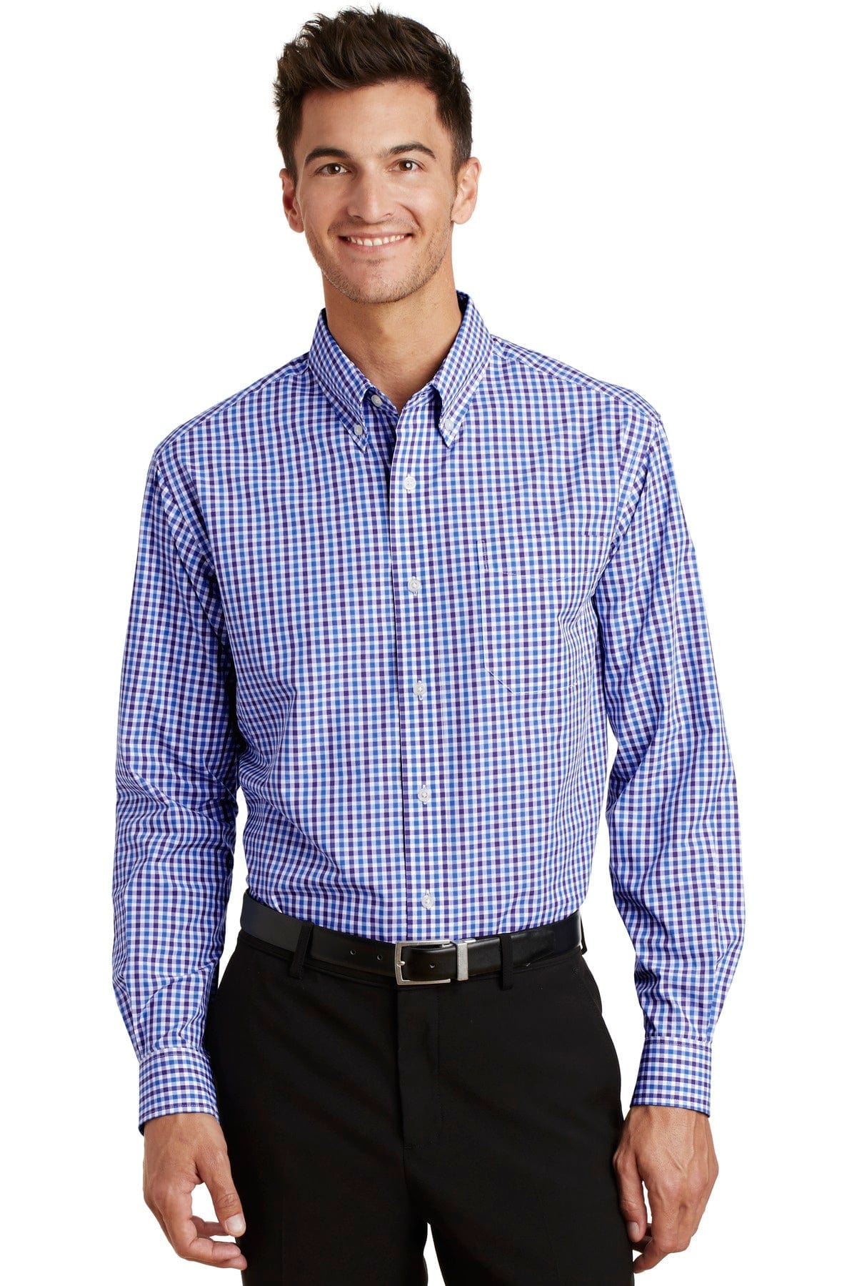 Port Authority Woven Shirts XS / Blue/ Purple Port Authority ®  Long Sleeve Gingham Easy Care Shirt. S654