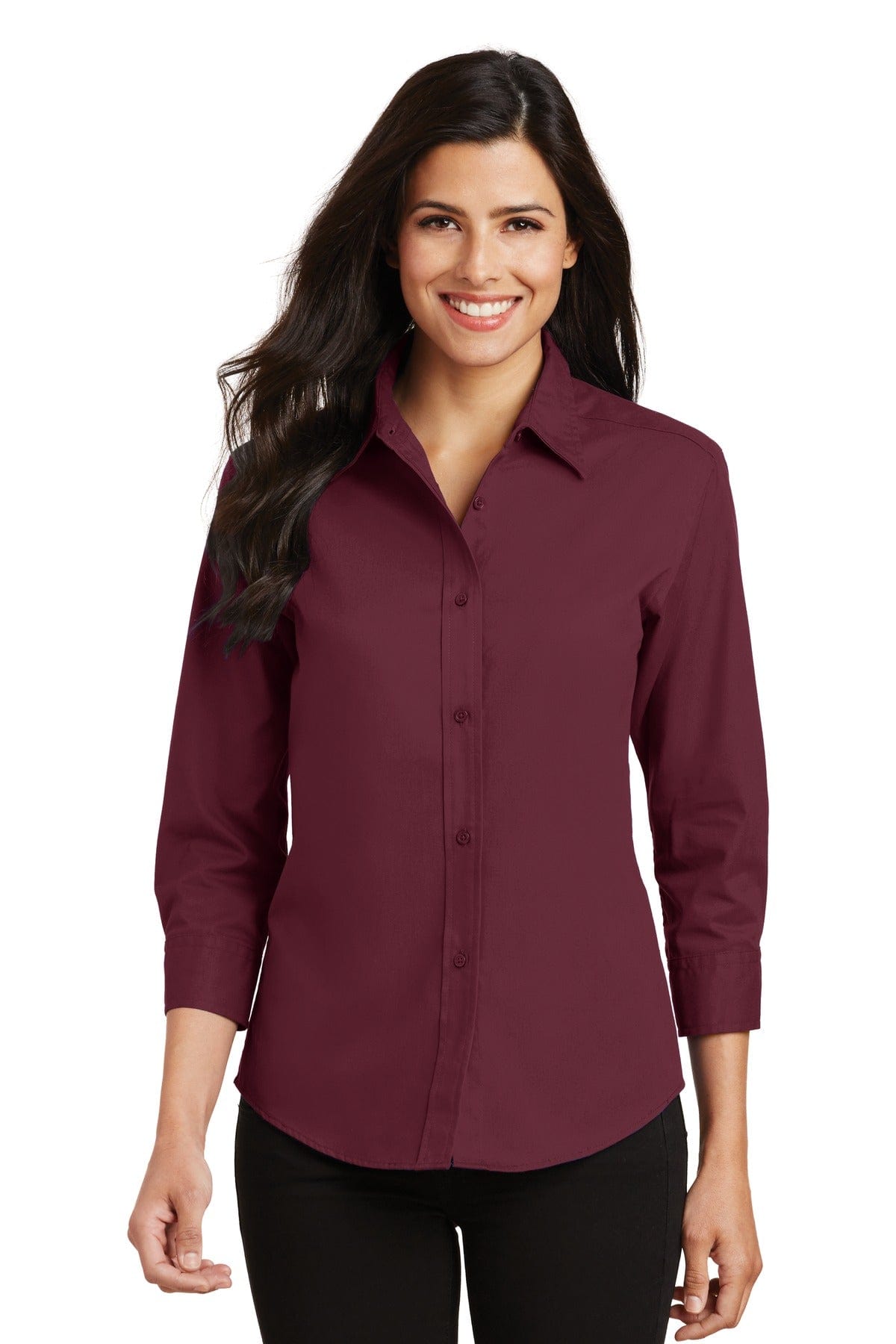 Port Authority Woven Shirts XS / Burgundy Port Authority ®  Ladies 3/4-Sleeve Easy Care Shirt. L612