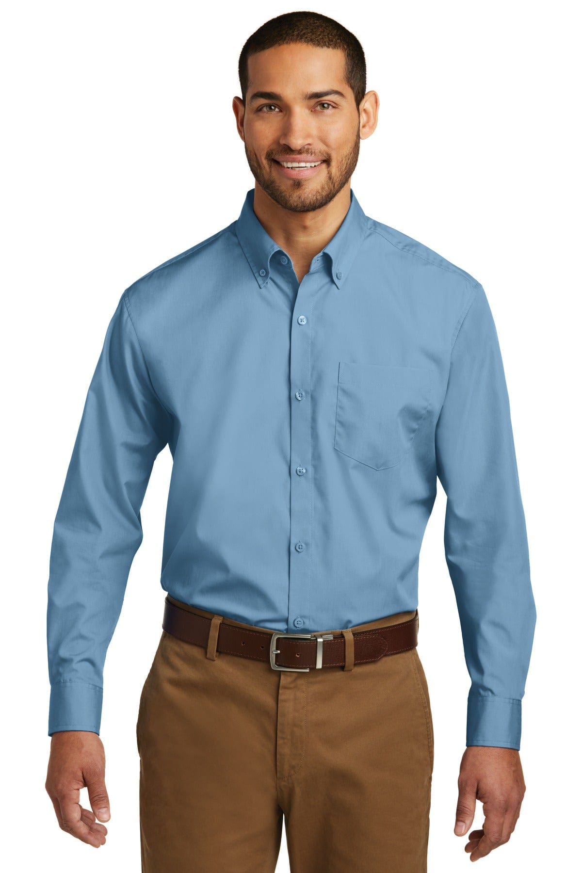 Port Authority Woven Shirts XS / Carolina Blue Port Authority ®  Long Sleeve Carefree Poplin Shirt. W100