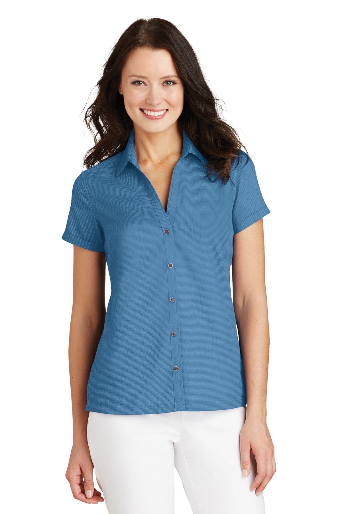 Port Authority Woven Shirts XS / Celadon Port Authority ®  Ladies Textured Camp Shirt. L662