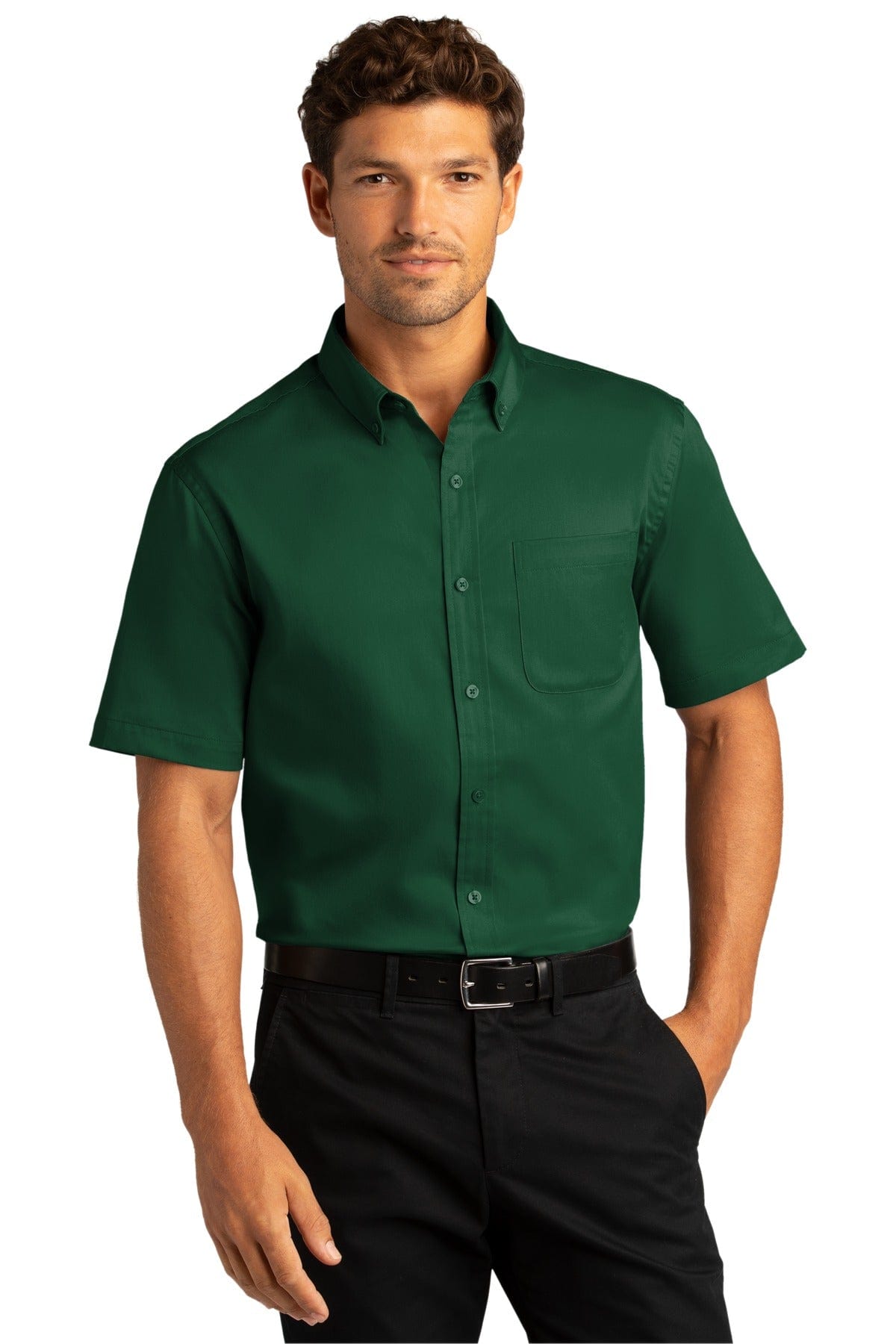 Port Authority Woven Shirts XS / Dark Green Port Authority ®  Short Sleeve SuperPro React ™  Twill Shirt. W809