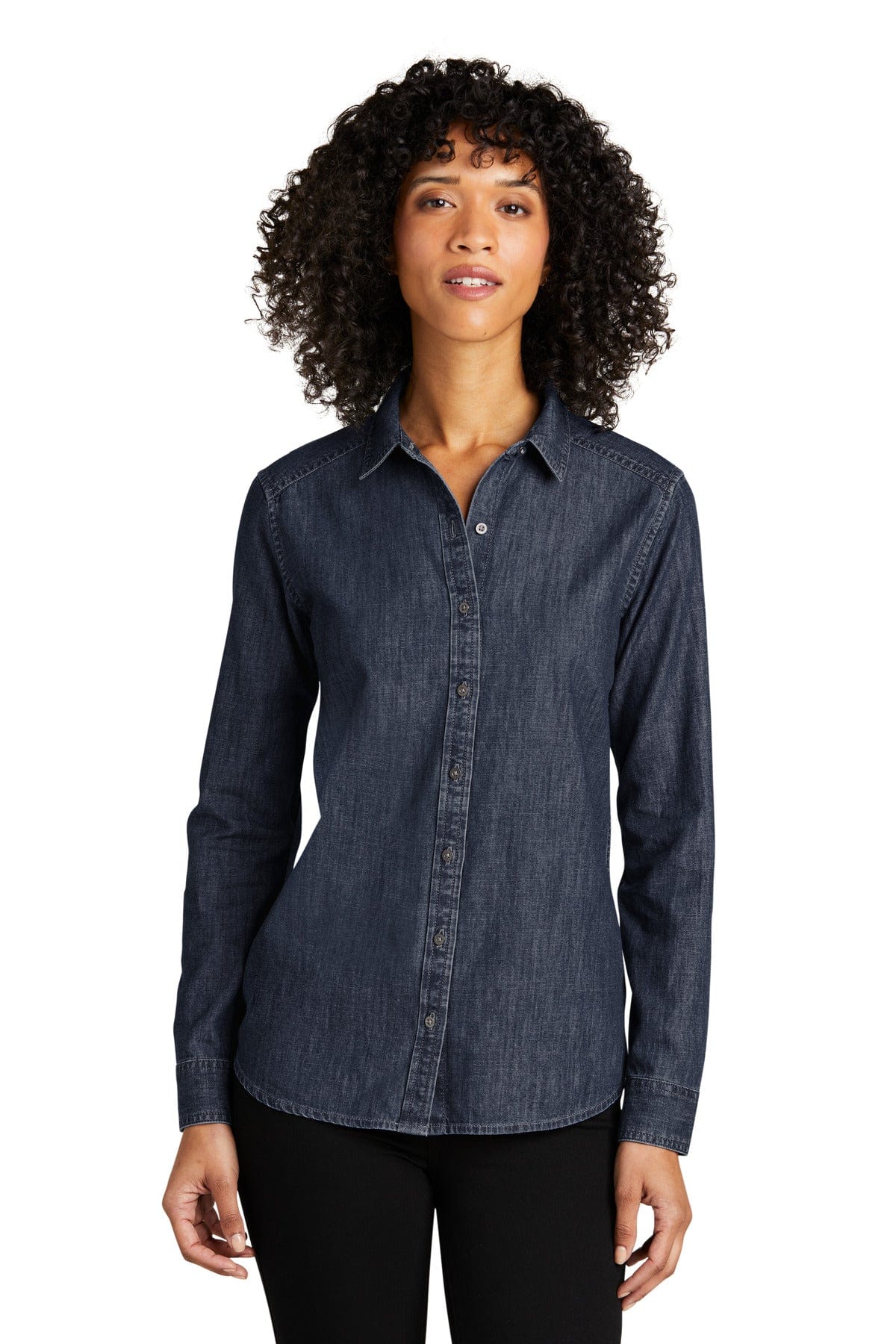 Port Authority Woven Shirts XS / Dark Wash Port Authority ®  Ladies Long Sleeve Perfect Denim Shirt LW676
