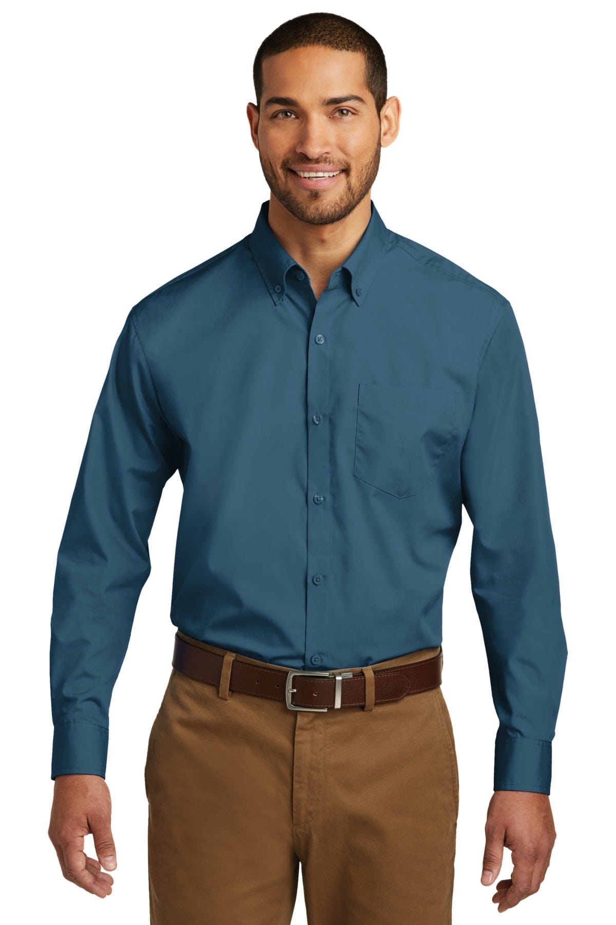 Port Authority Woven Shirts XS / Dusty Blue Port Authority ®  Long Sleeve Carefree Poplin Shirt. W100