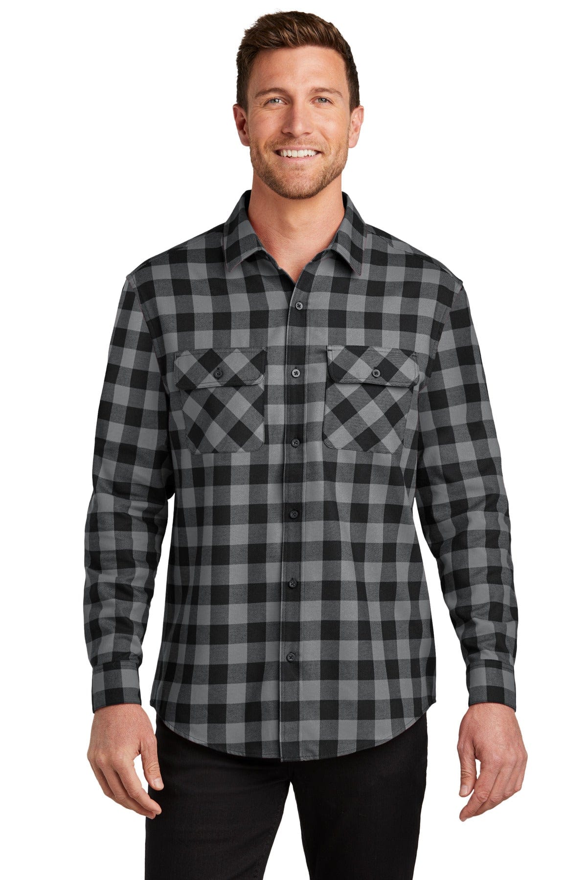Port Authority Woven Shirts XS / Grey/ Black Buffalo Check Port Authority ®  Plaid Flannel Shirt. W668