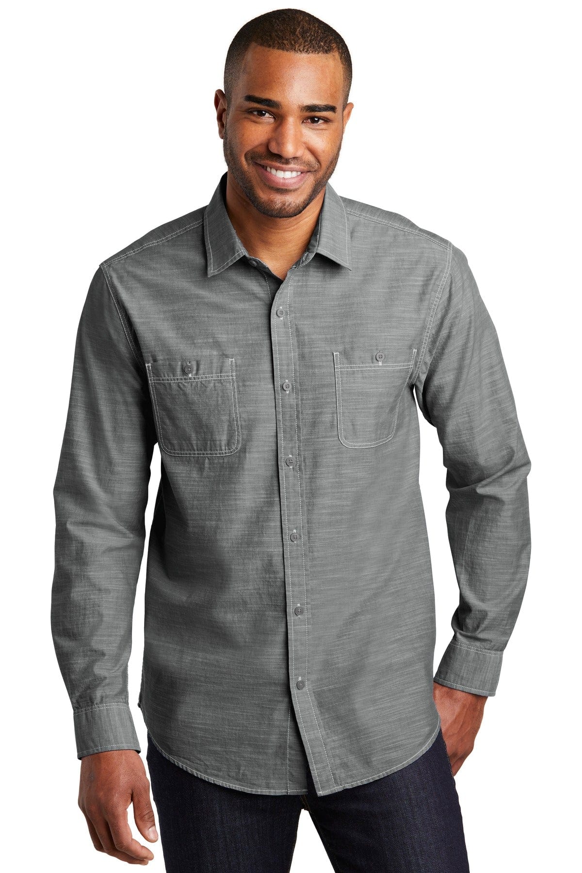 Port Authority Woven Shirts XS / Grey Port Authority ®  Slub Chambray Shirt. W380