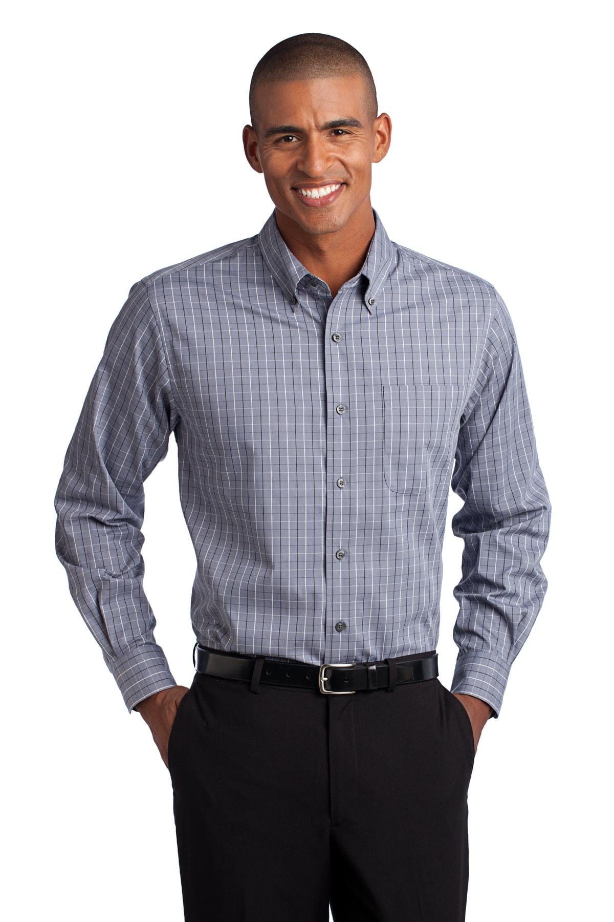 Port Authority Woven Shirts XS / Grey/ White Port Authority ®  Tattersall Easy Care Shirt. S642