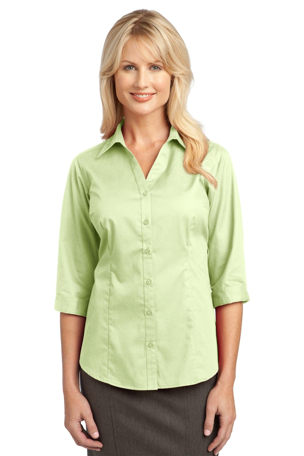 Port Authority Woven Shirts S / Light Green DISCONTINUED  Port Authority ®  Ladies 3/4-Sleeve Blouse. L6290