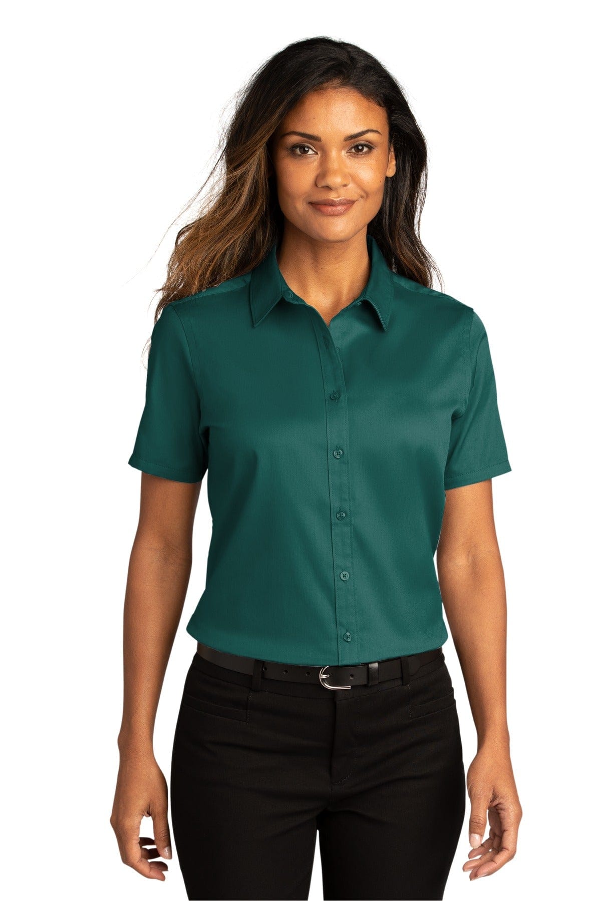 Port Authority Woven Shirts XS / Marine Green Port Authority ®  Ladies Short Sleeve SuperPro React ™ Twill Shirt. LW809