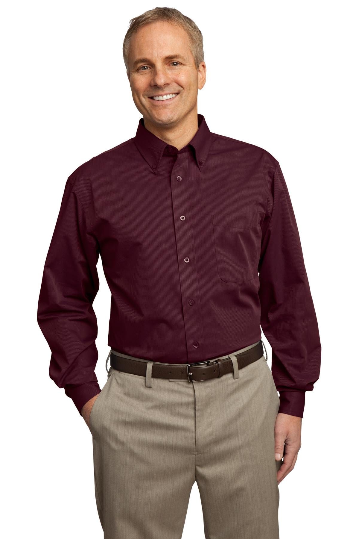 Port Authority Woven Shirts XS / Maroon DISCONTINUED  Port Authority ®  Tonal Pattern Easy Care Shirt. S613