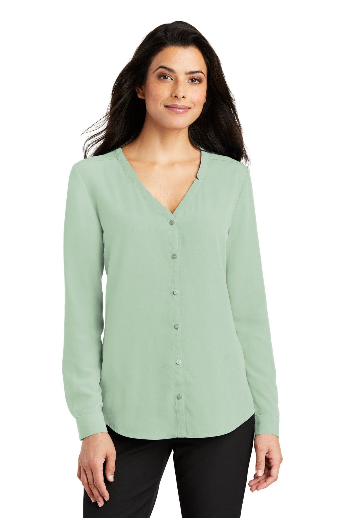 Port Authority Woven Shirts XS / Misty Sage Port Authority ®  Ladies Long Sleeve Button-Front Blouse. LW700