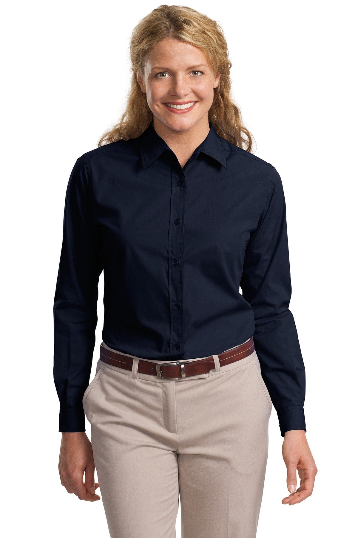 Port Authority Woven Shirts XS / Navy DISCONTINUED  Port Authority ®  Ladies Long Sleeve Easy Care, Soil Resistant Shirt.  L607
