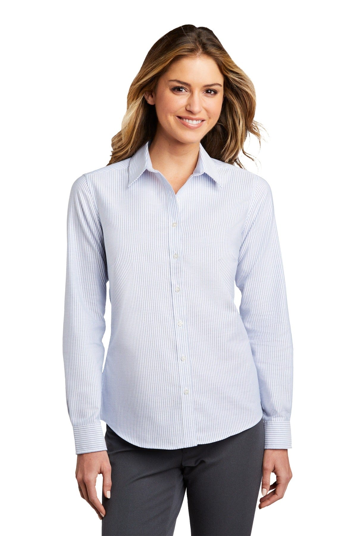 Port Authority Woven Shirts XS / Oxford Blue/ White Port Authority  ®  Ladies SuperPro  ™  Oxford Stripe Shirt. LW657