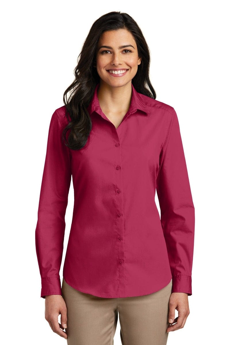 Port Authority Woven Shirts XL / Pink Azalea Port Authority ®  Ladies Long Sleeve Carefree Poplin Shirt. LW100, Basic Colors