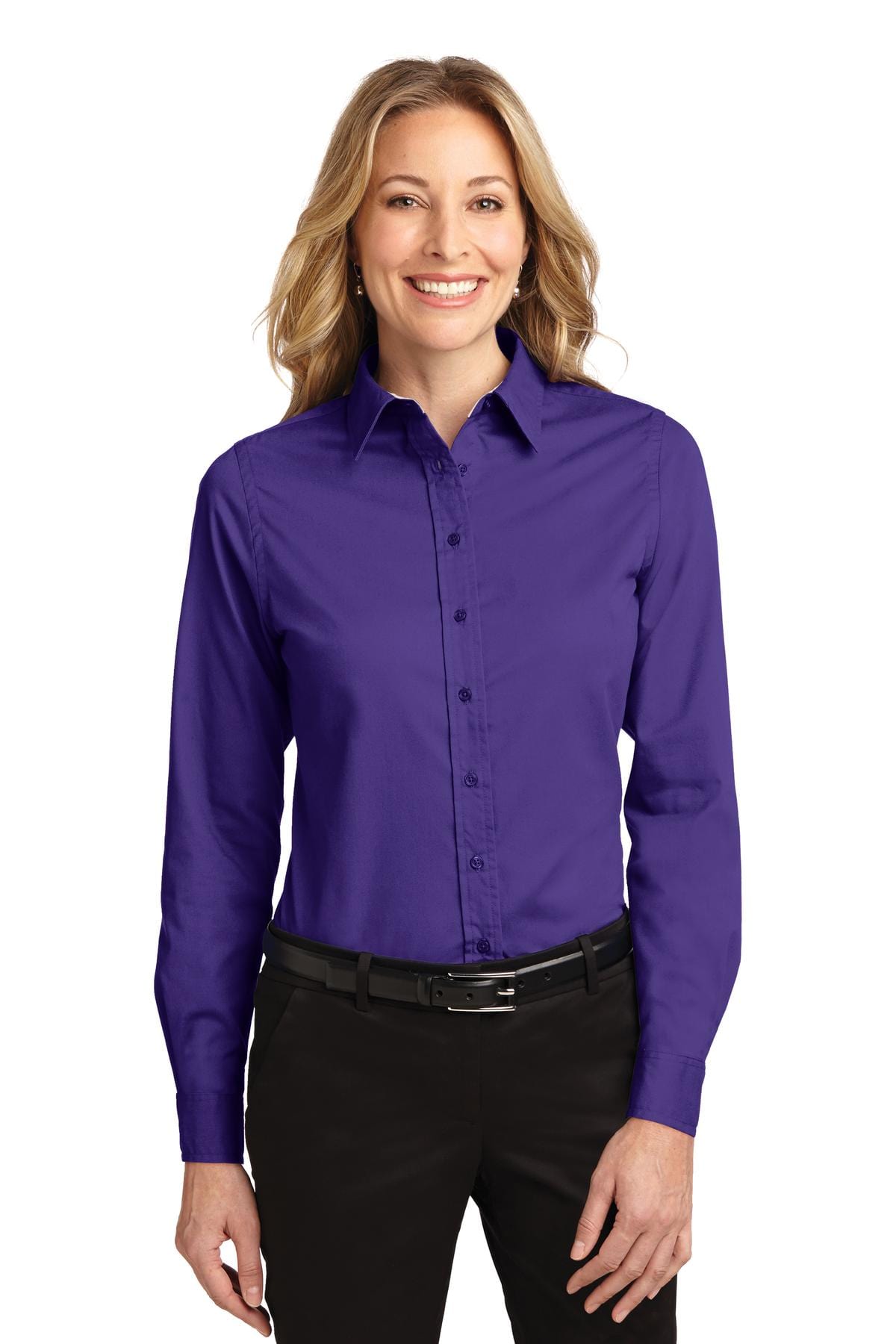 Port Authority Woven Shirts XS / Purple/ Light Stone Port Authority ®  Ladies Long Sleeve Easy Care Shirt.  L608