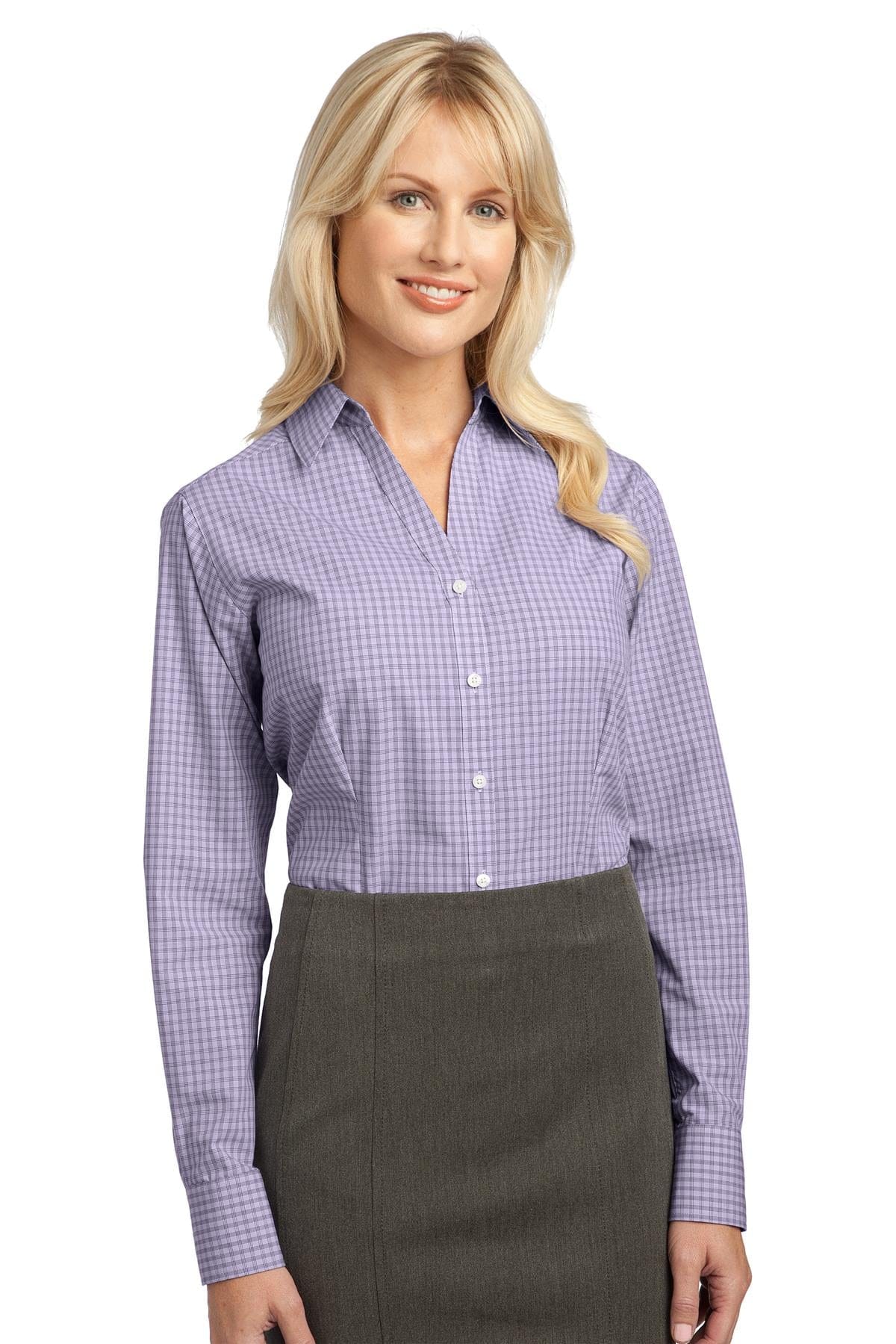 Port Authority Woven Shirts XS / Purple Port Authority ®  Ladies Plaid Pattern Easy Care Shirt. L639