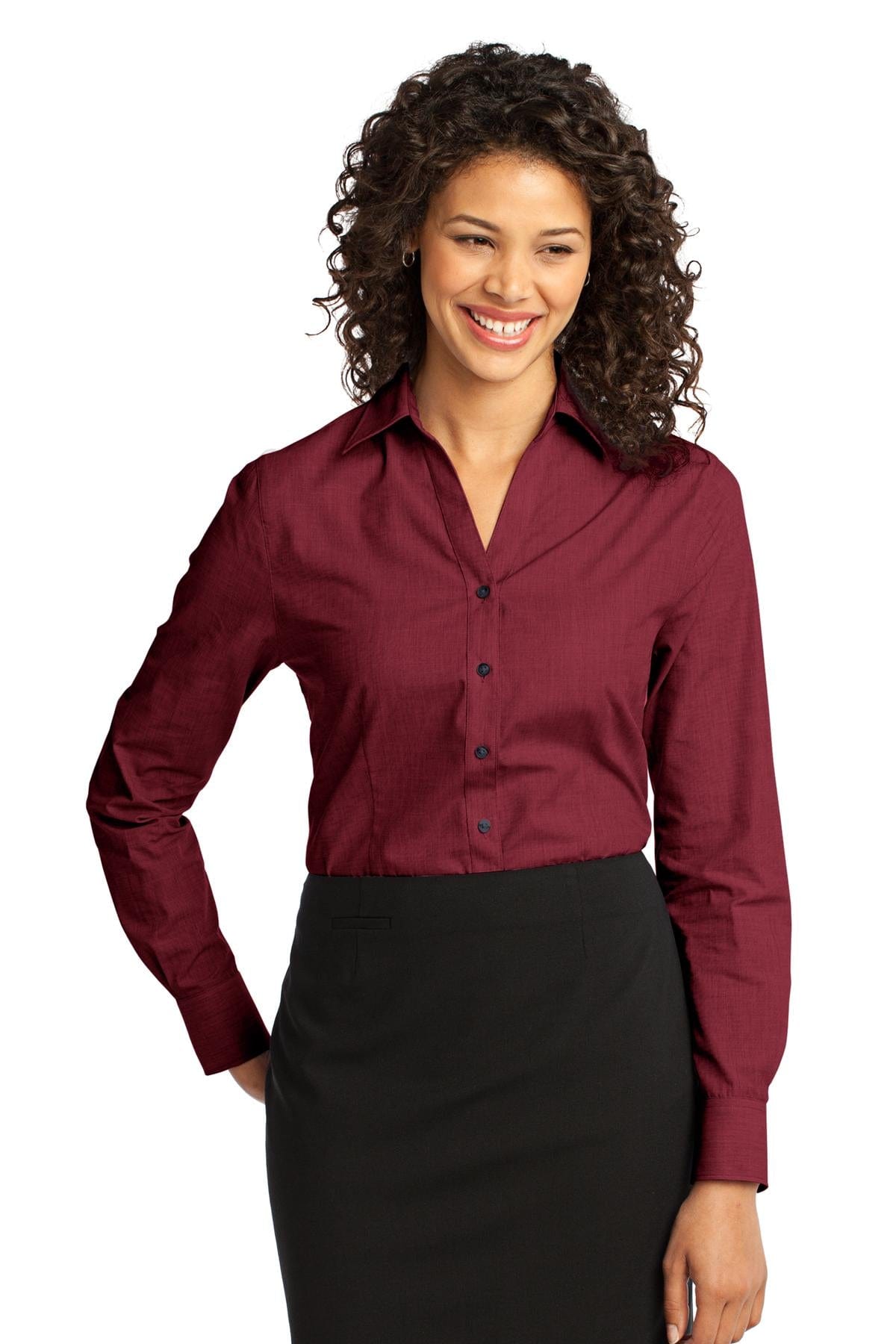 Port Authority Woven Shirts XS / Red Oxide Port Authority ®  Ladies Crosshatch Easy Care Shirt. L640
