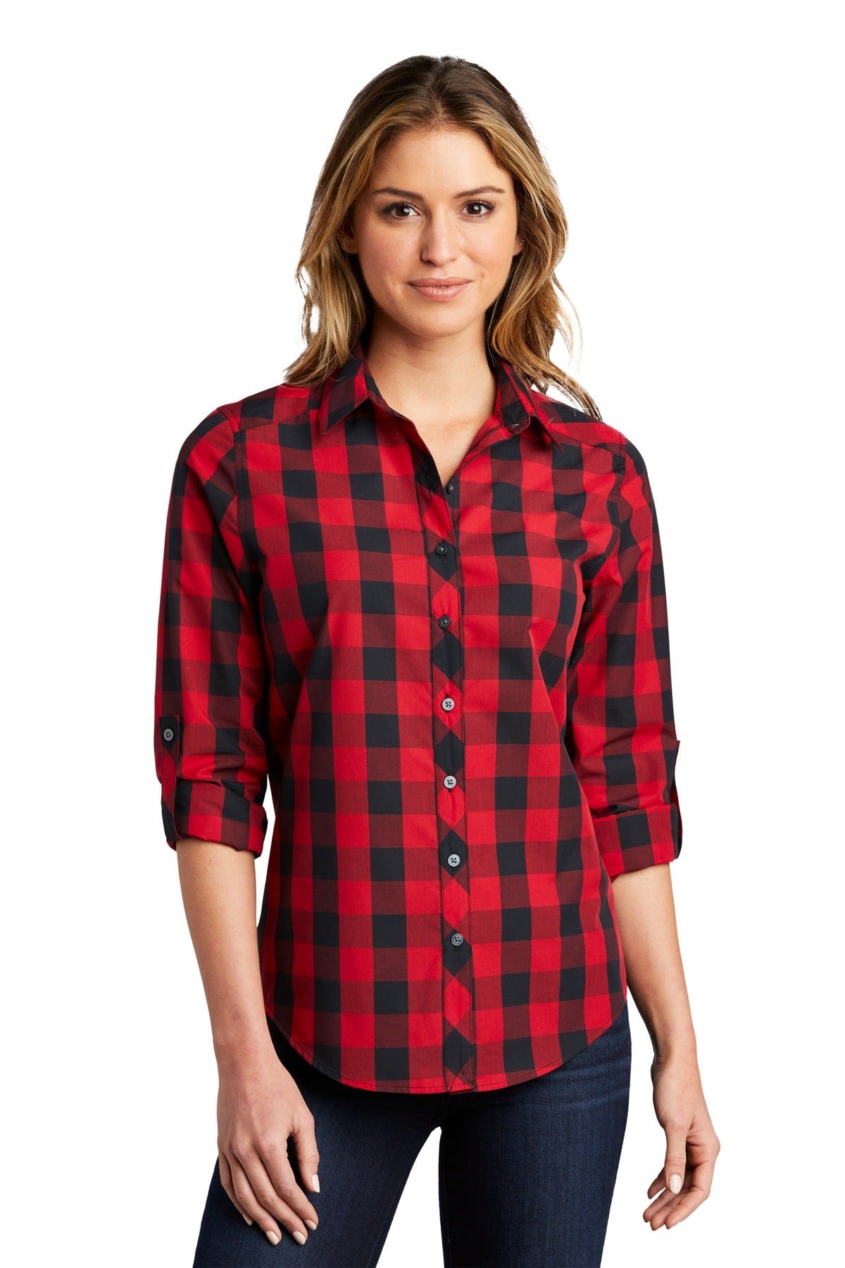 Port Authority Woven Shirts XS / Rich Red Port Authority  ®  Ladies Everyday Plaid Shirt. LW670