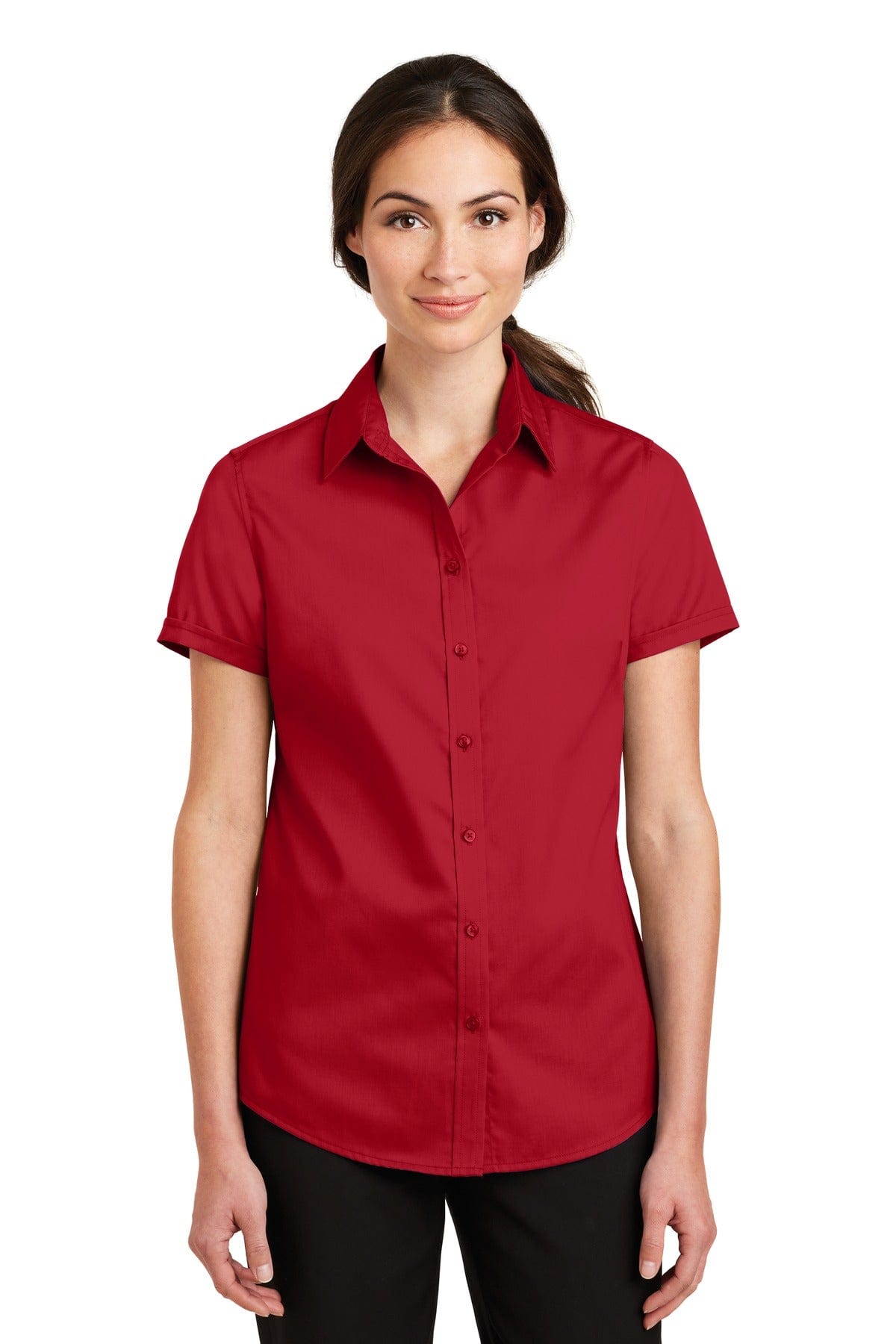 Port Authority Woven Shirts XS / Rich Red Port Authority ®  Ladies Short Sleeve SuperPro ™  Twill Shirt. L664