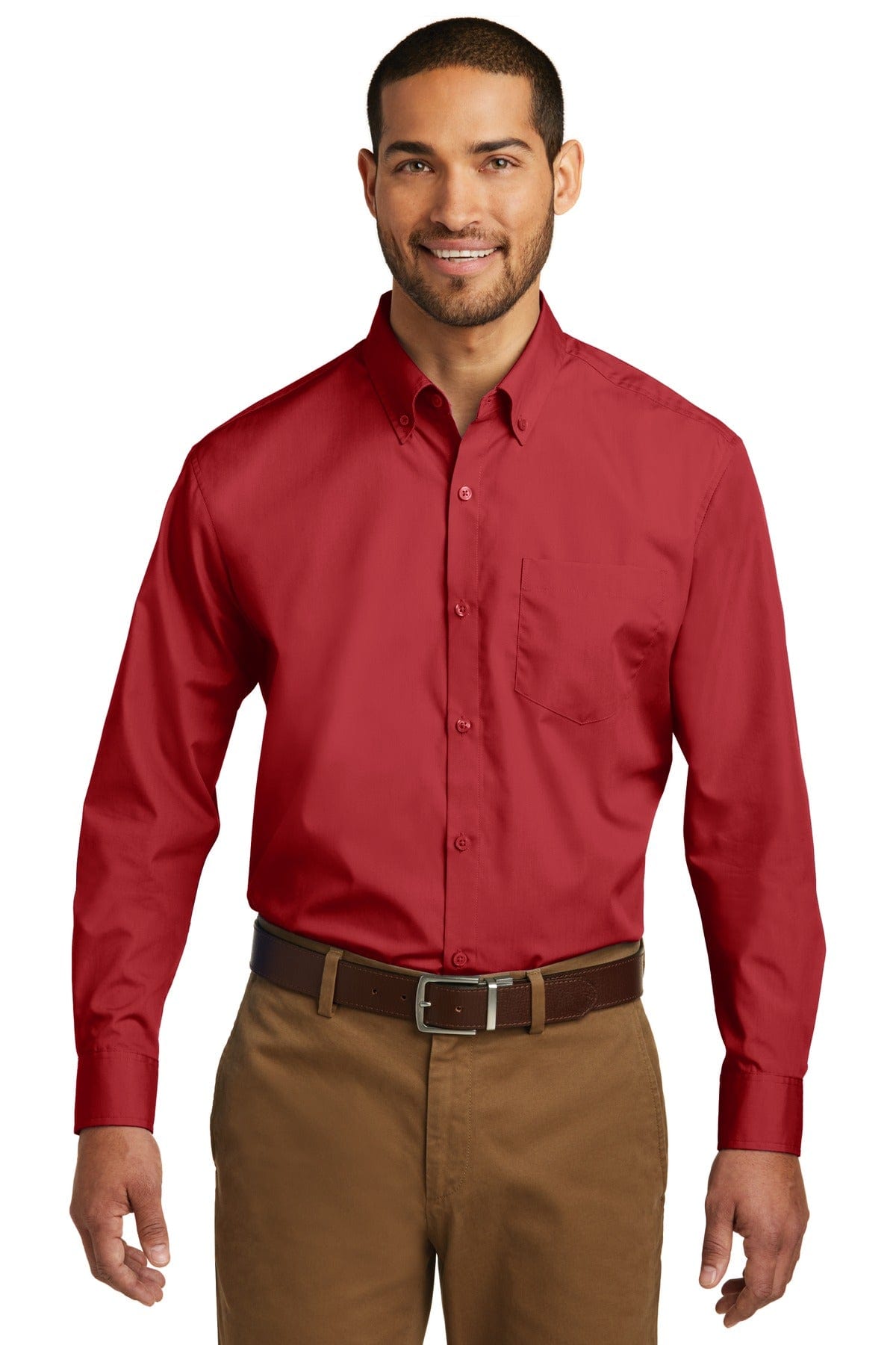 Port Authority Woven Shirts XS / Rich Red Port Authority ®  Long Sleeve Carefree Poplin Shirt. W100