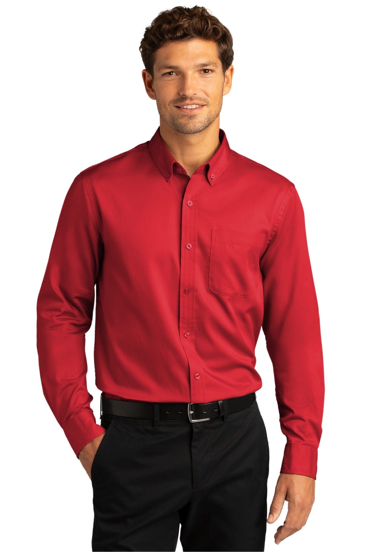 Port Authority Woven Shirts XS / Rich Red Port Authority Long Sleeve SuperPro React Twill Shirt. W808