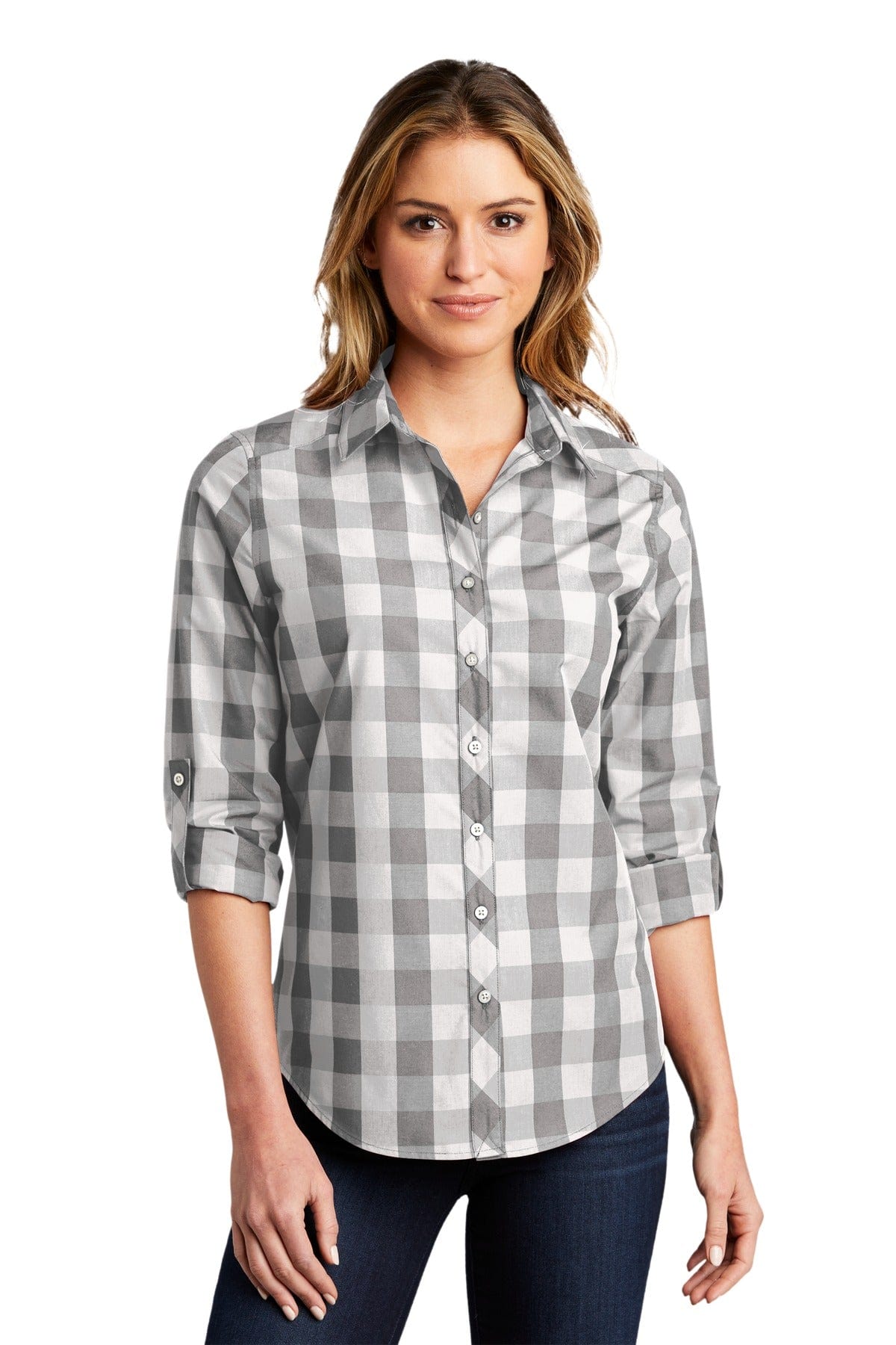 Port Authority Woven Shirts XS / Shadow Grey Port Authority  ®  Ladies Everyday Plaid Shirt. LW670