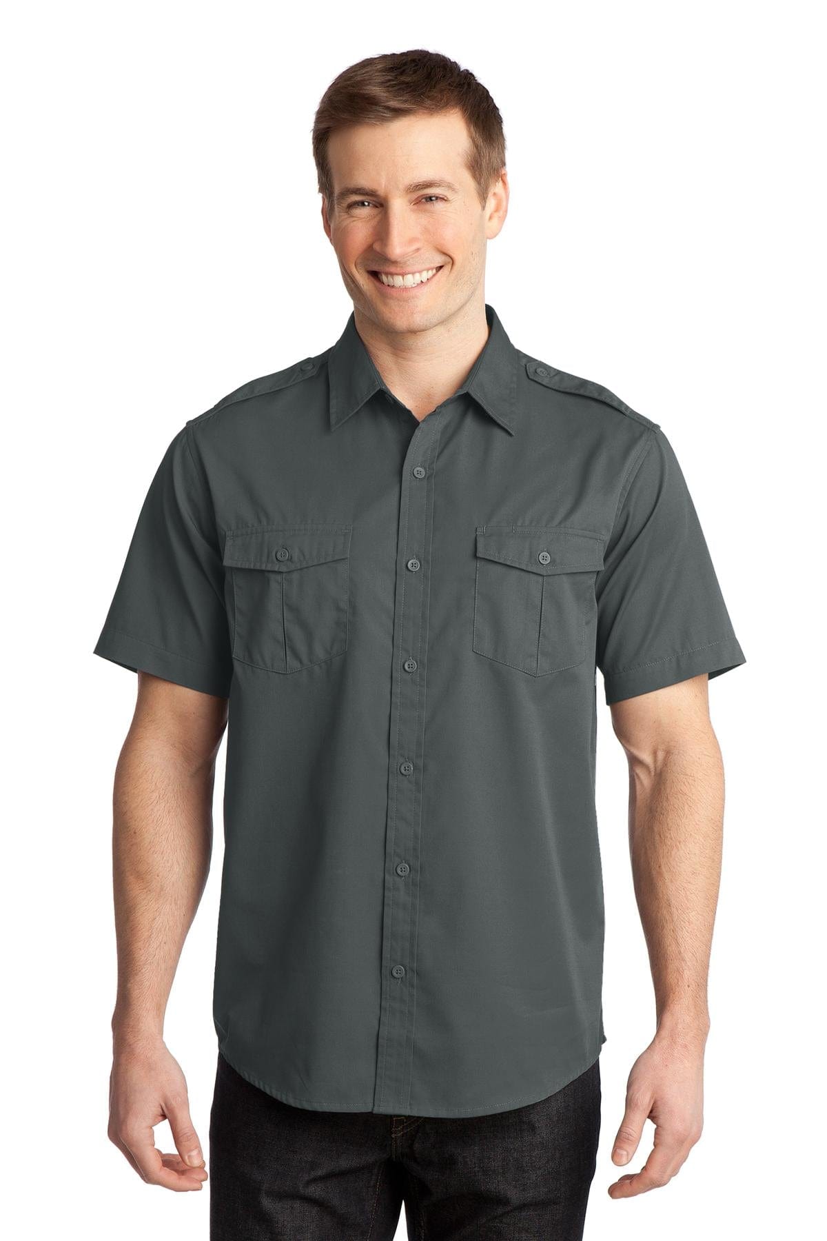 Port Authority Woven Shirts XS / Steel Grey DISCONTINUED  Port Authority ®  Stain-Release Short Sleeve Twill Shirt. S648