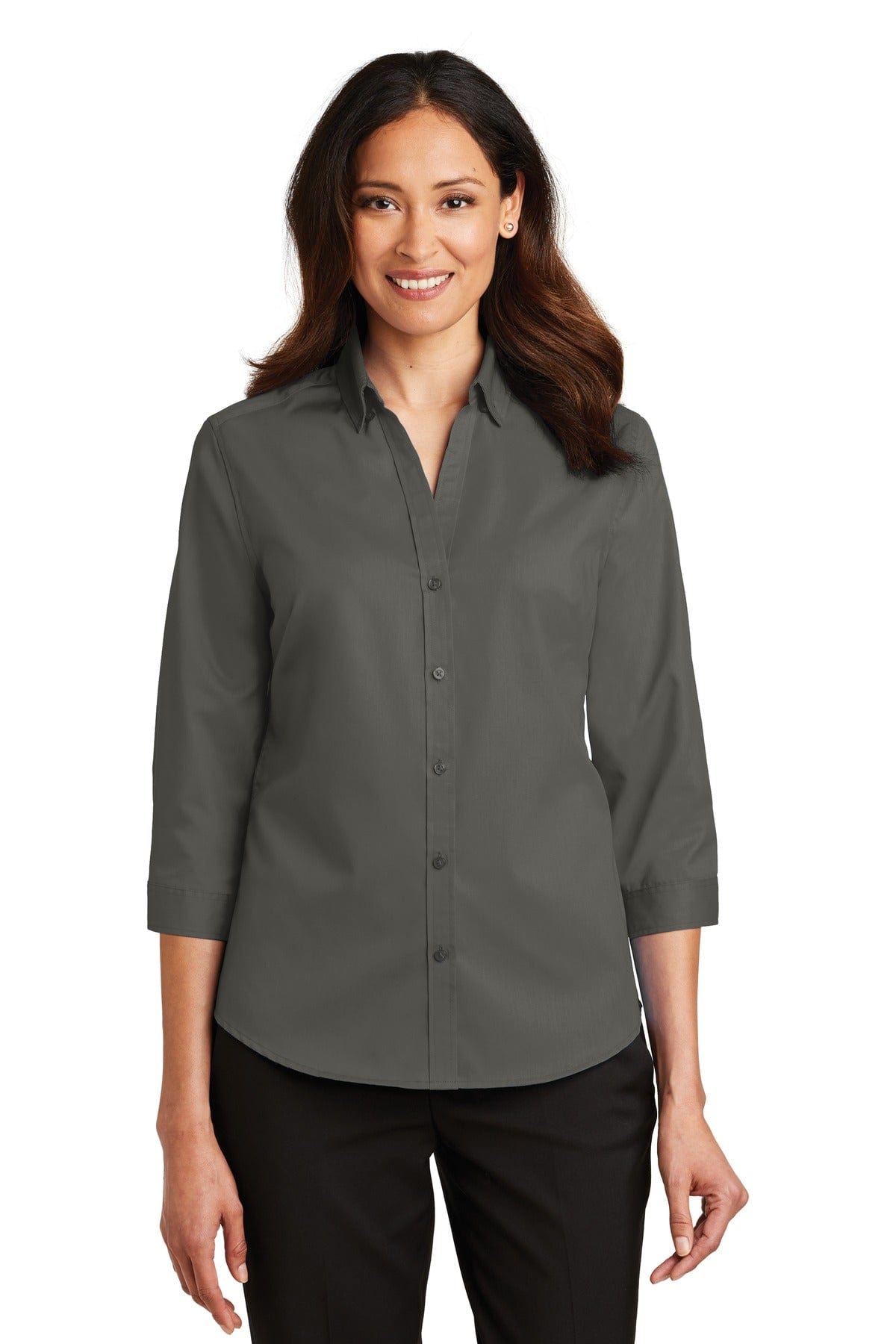 Port Authority Woven Shirts XS / Sterling Grey Port Authority ®  Ladies 3/4-Sleeve SuperPro ™  Twill Shirt. L665
