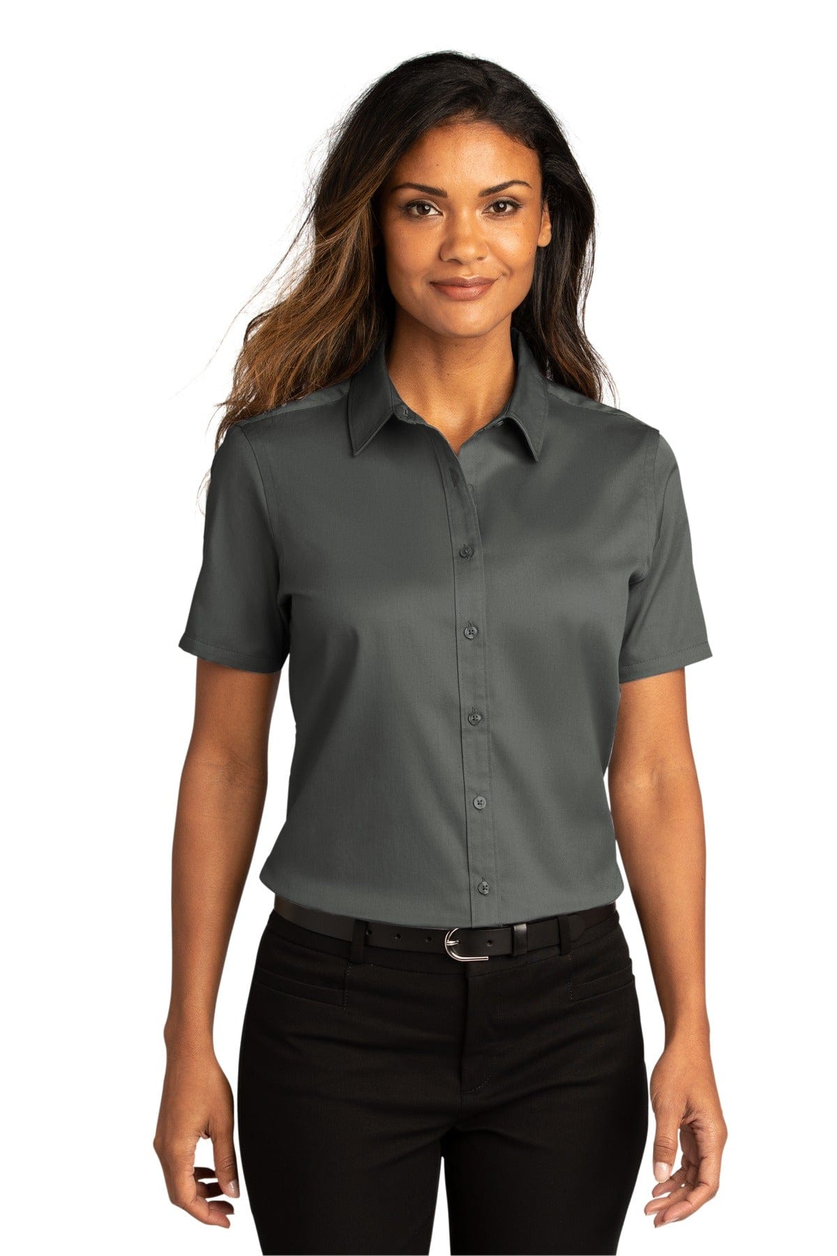 Port Authority Woven Shirts XS / Storm Grey Port Authority ®  Ladies Short Sleeve SuperPro React ™ Twill Shirt. LW809