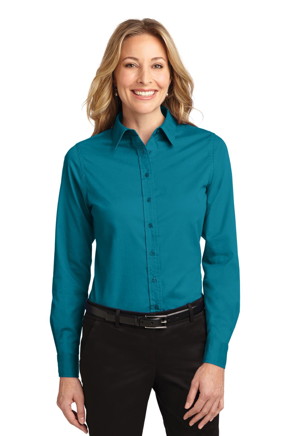 Port Authority Woven Shirts XS / Teal Green Port Authority ®  Ladies Long Sleeve Easy Care Shirt.  L608, Extended Colors