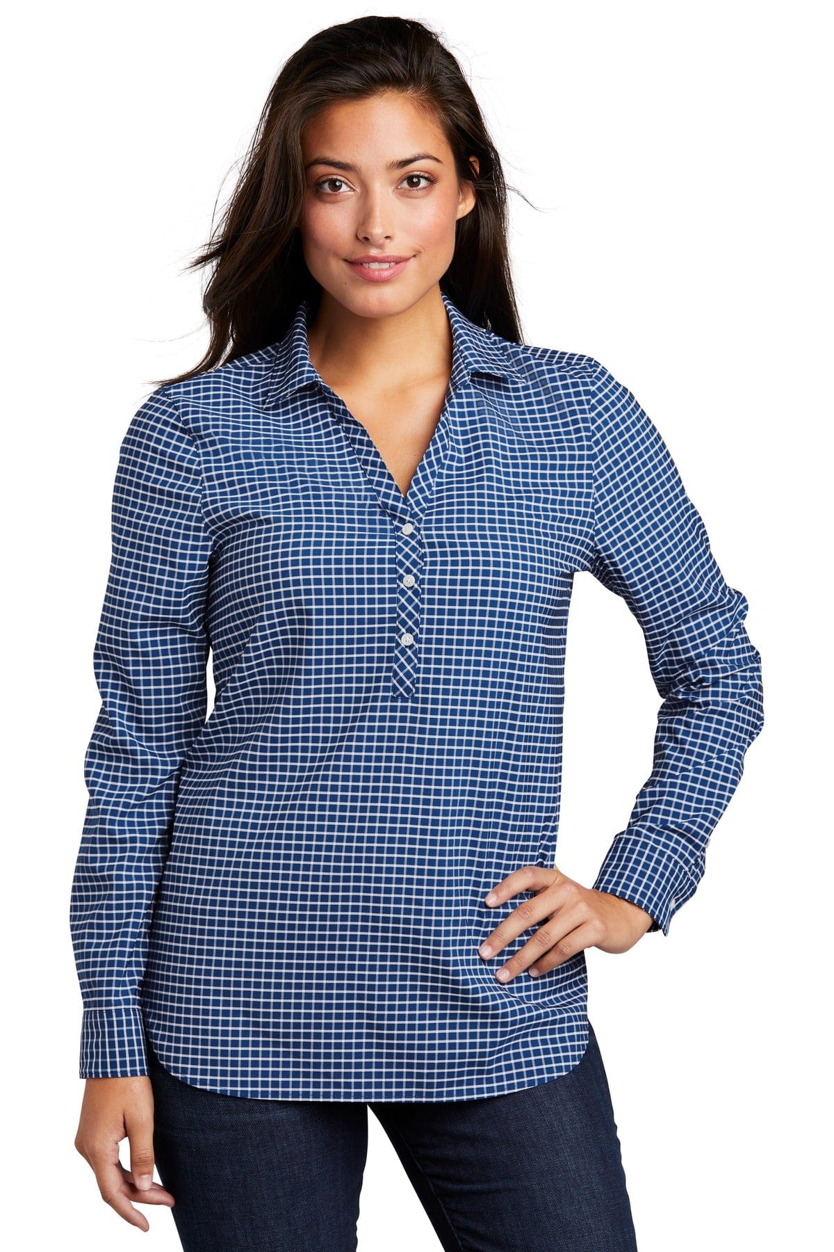 Port Authority Woven Shirts XS / True Blue/ White Port Authority  ®  Ladies City Stretch Tunic LW680