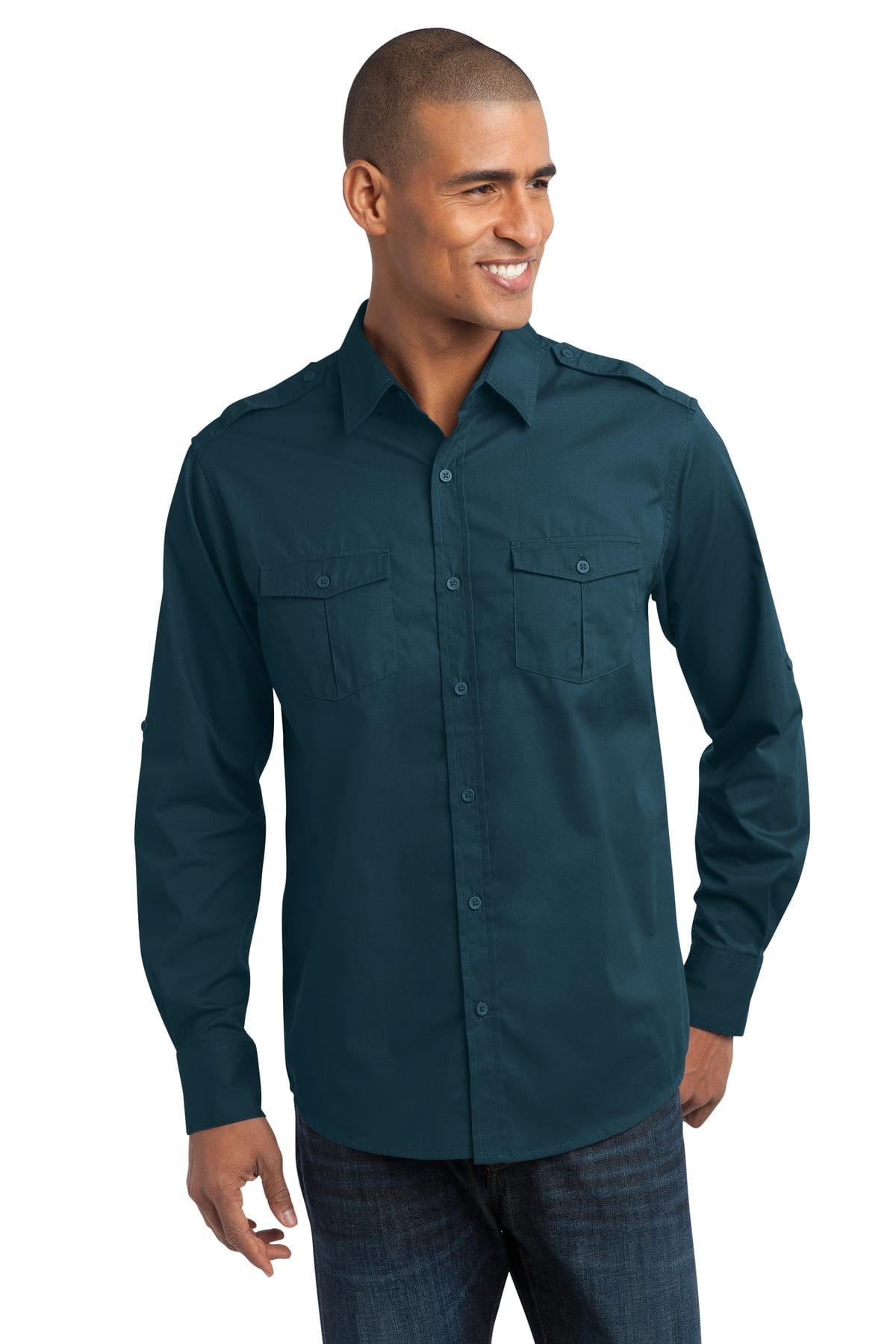 Port Authority Woven Shirts 4XL / Ultra Blue DISCONTINUED  Port Authority ®  Stain-Release Roll Sleeve Twill Shirt. S649