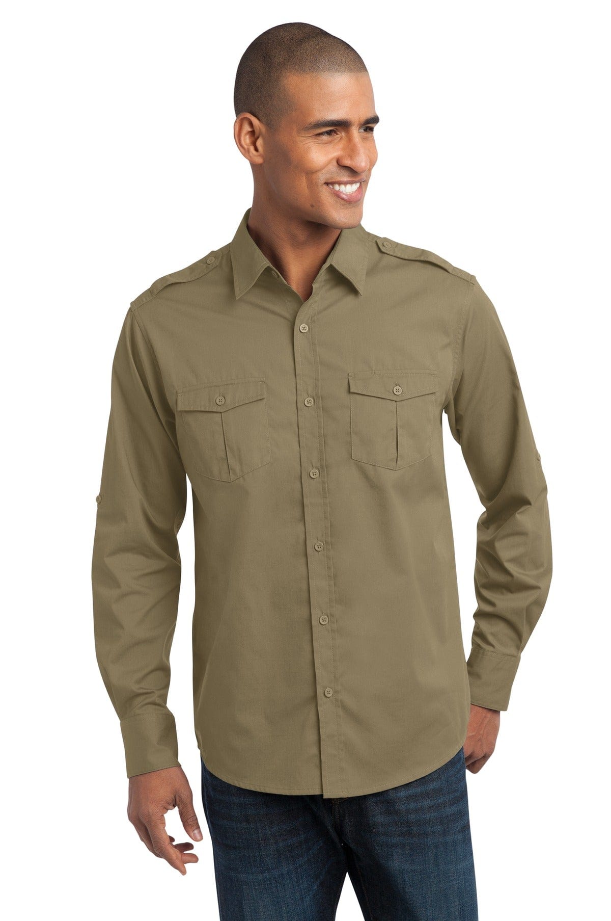 Port Authority Woven Shirts M / Vintage Khaki DISCONTINUED  Port Authority ®  Stain-Release Roll Sleeve Twill Shirt. S649