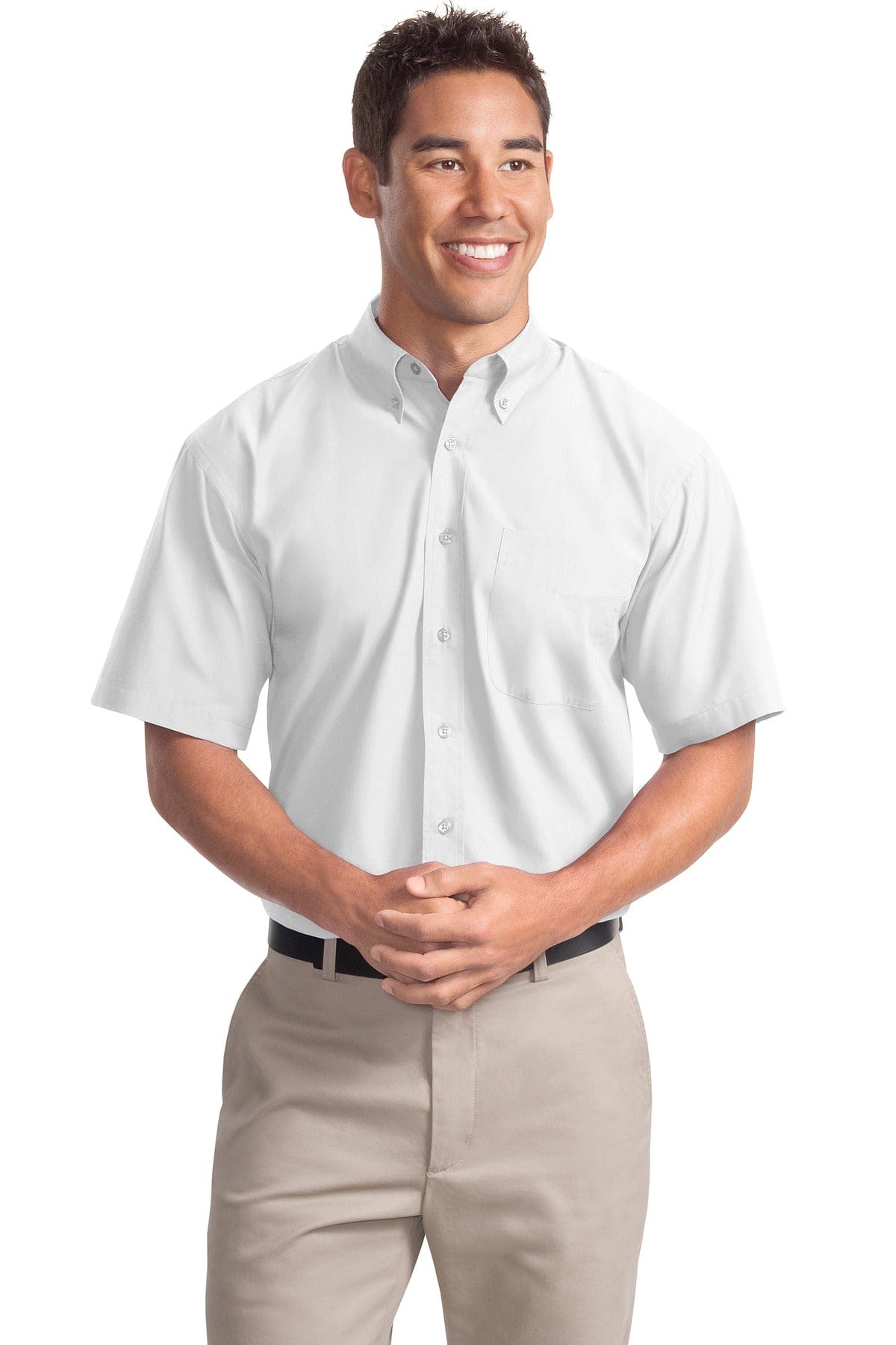 Port Authority Woven Shirts L / White DISCONTINUED  Port Authority ®  Short Sleeve Easy Care, Soil Resistant Shirt.  S507