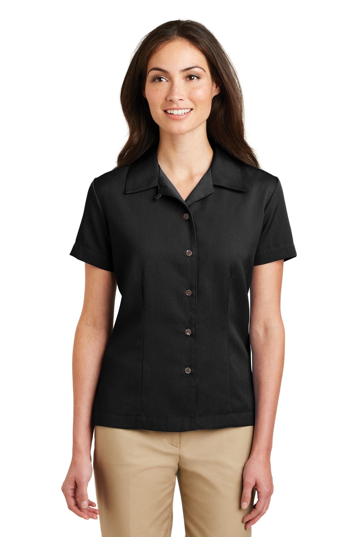 Port Authority Woven Shirts XXL / Black DISCONTINUED  Port Authority ®  Ladies Easy Care Camp Shirt.  L535