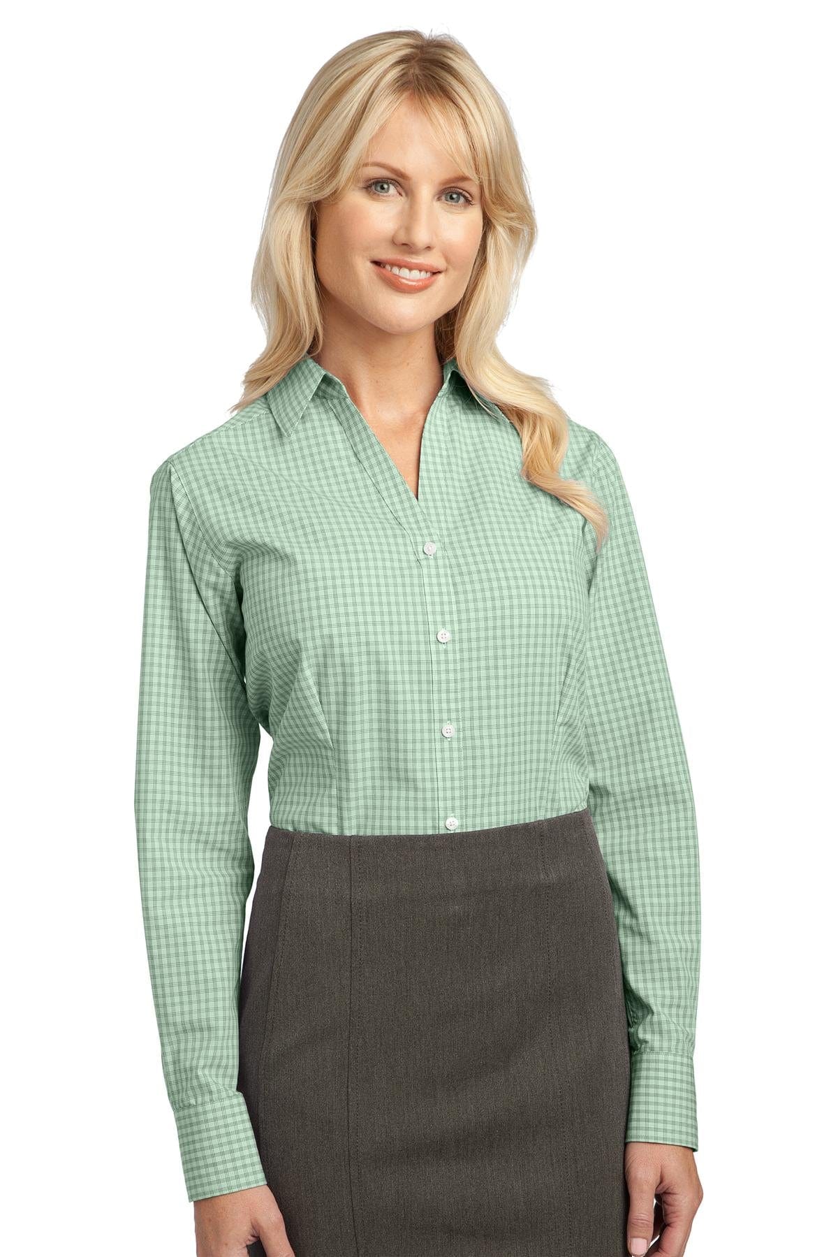Port Authority Woven Shirts XXL / Green Port Authority ®  Ladies Plaid Pattern Easy Care Shirt. L639