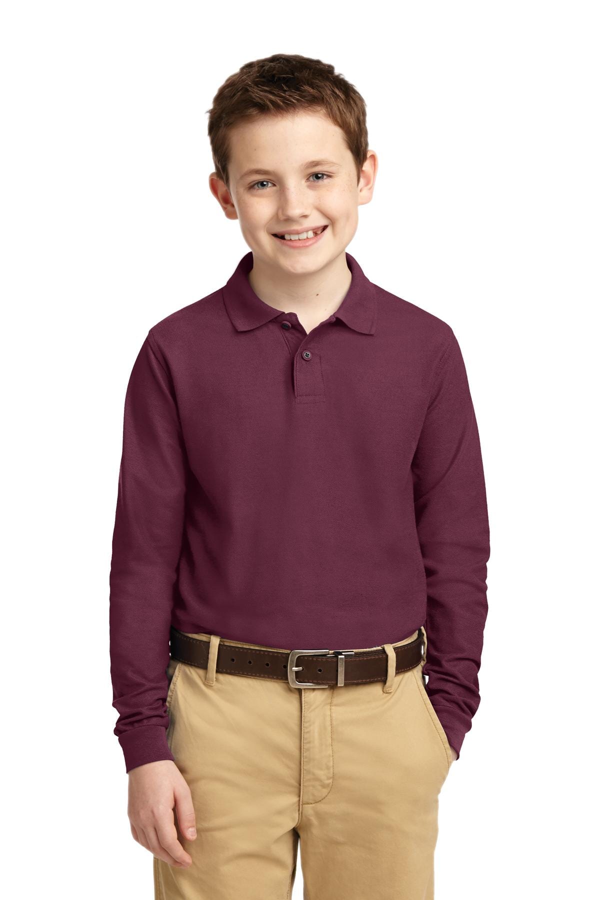 Port Authority Youth XS / Burgundy Port Authority ®  Youth Long Sleeve Silk Touch™ Polo.  Y500LS