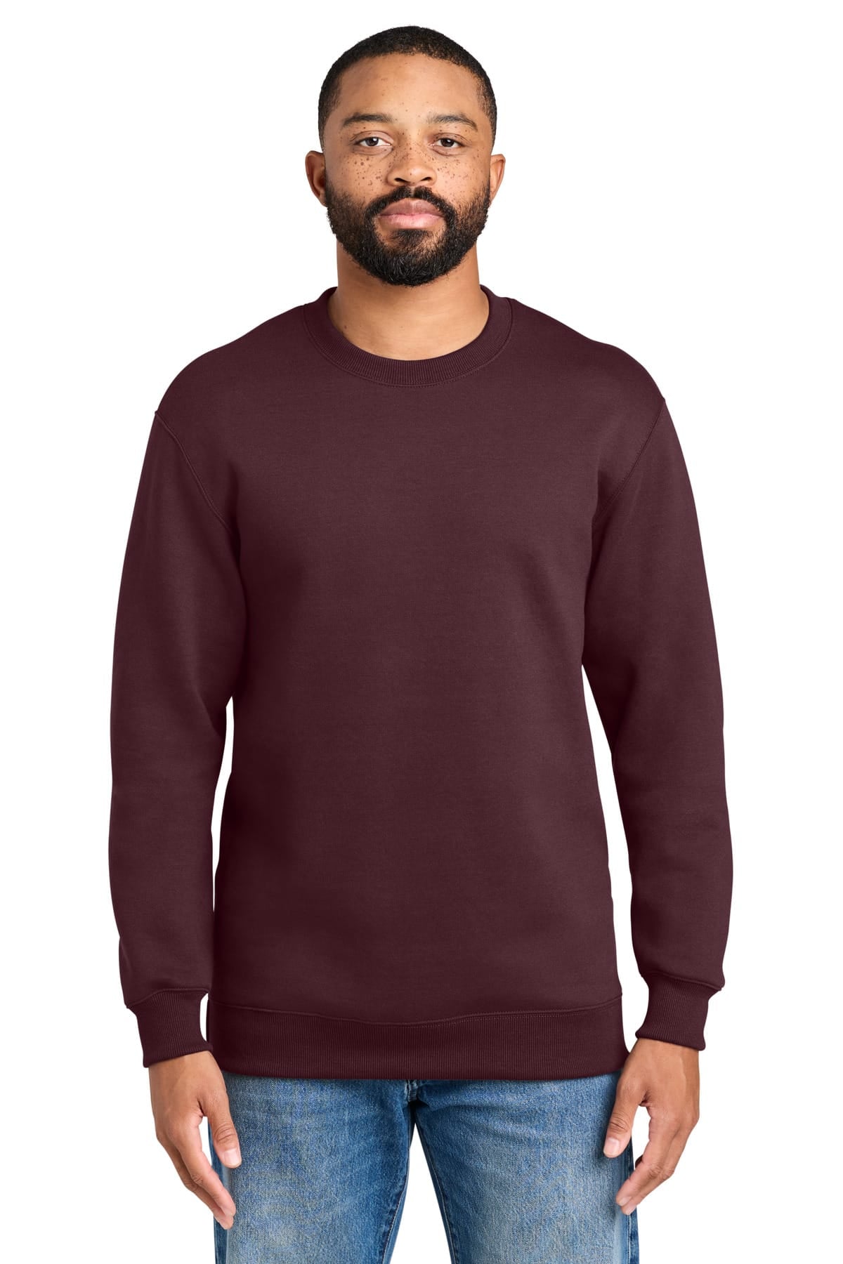 Port & Co PC107 S / Athletic Maroon Port & Co PC107 Foundation Fleece Pullover Crewneck Sweatshirt